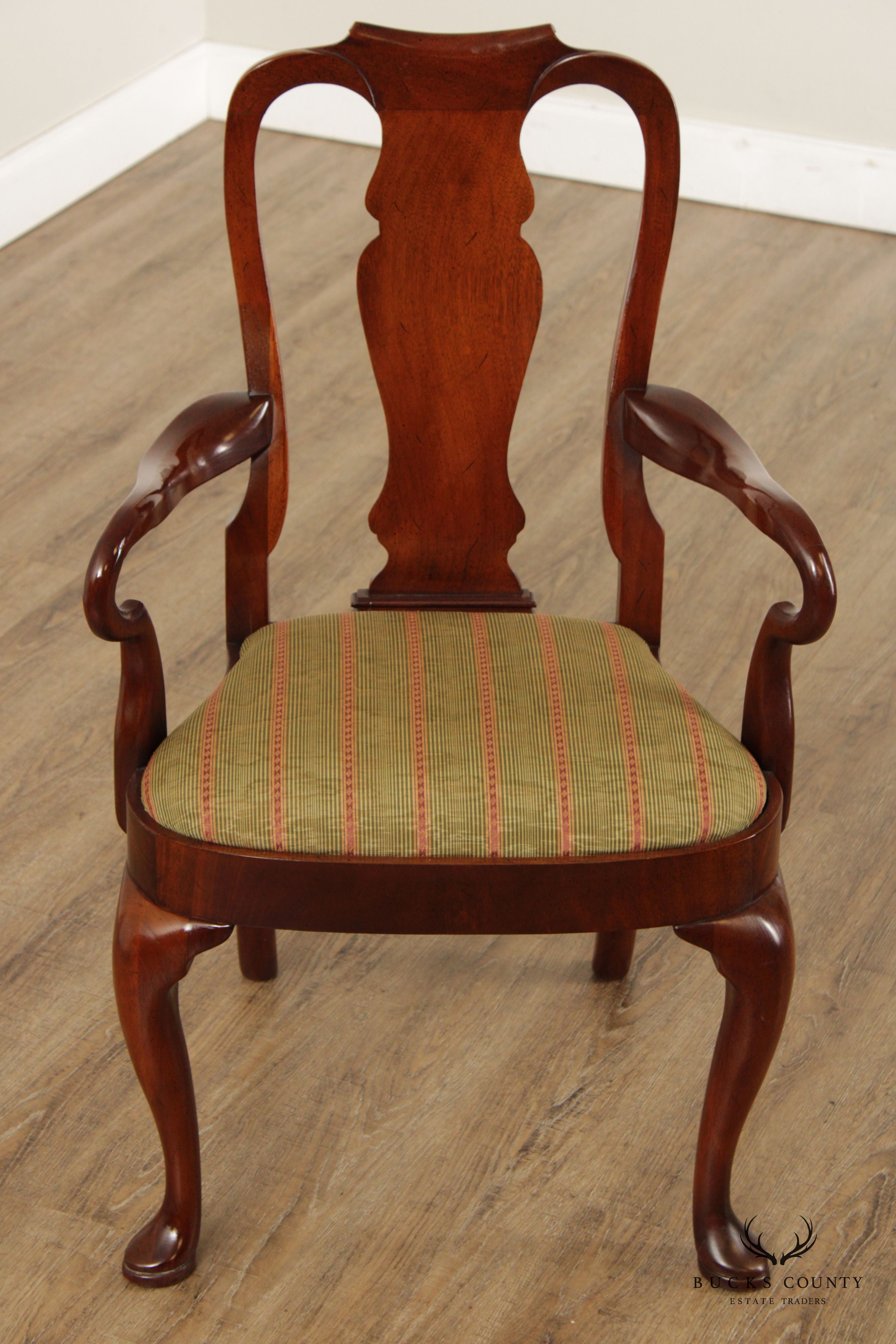 Hickory Chair Queen Anne Style Mahogany Shepard's Crook Armchair