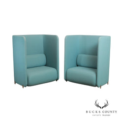 Bernhardt Modern Pair of 'Code' Privacy Wall Lounge Chairs