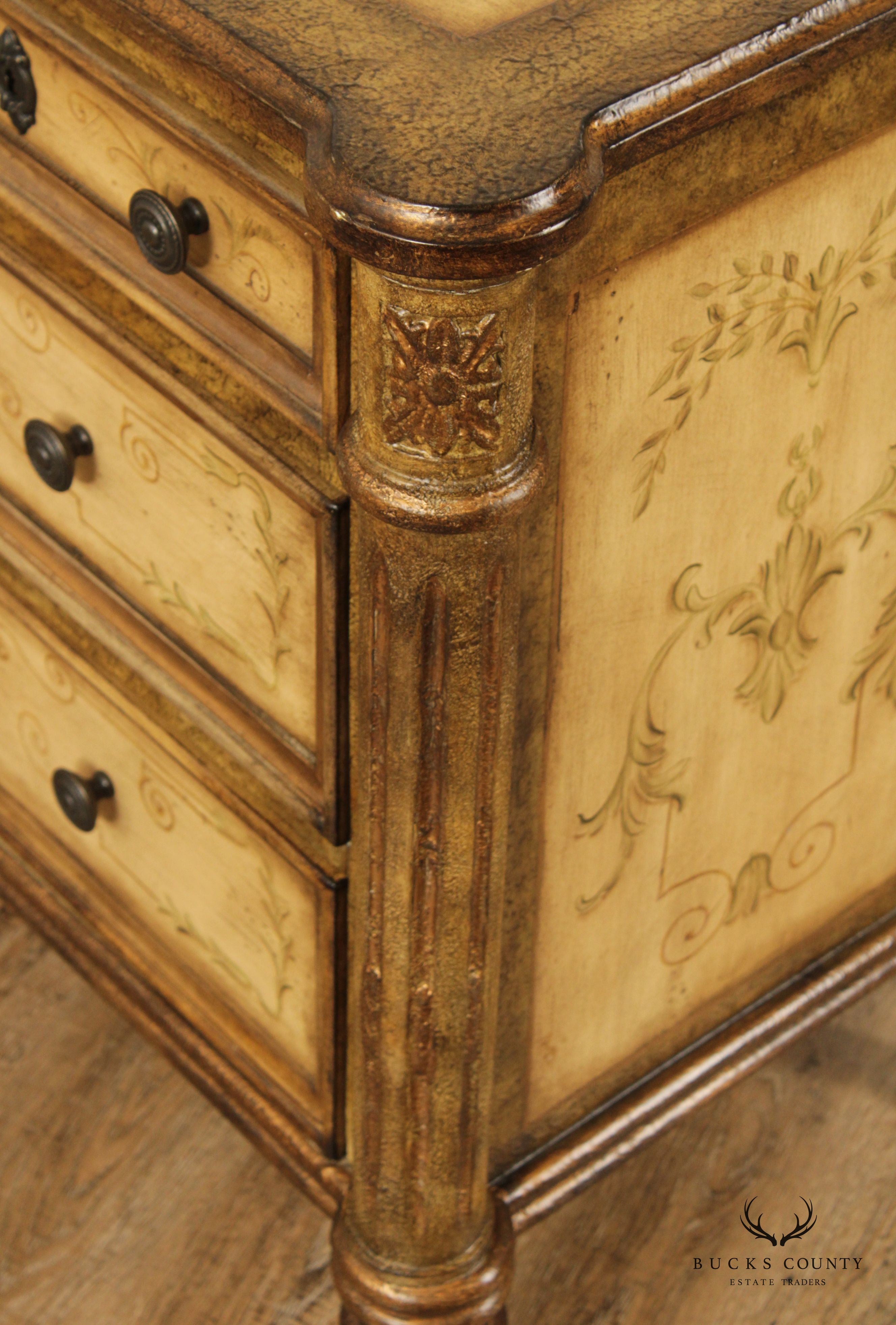 Paint Decorated French Louis XVI Style Chest Of Drawers