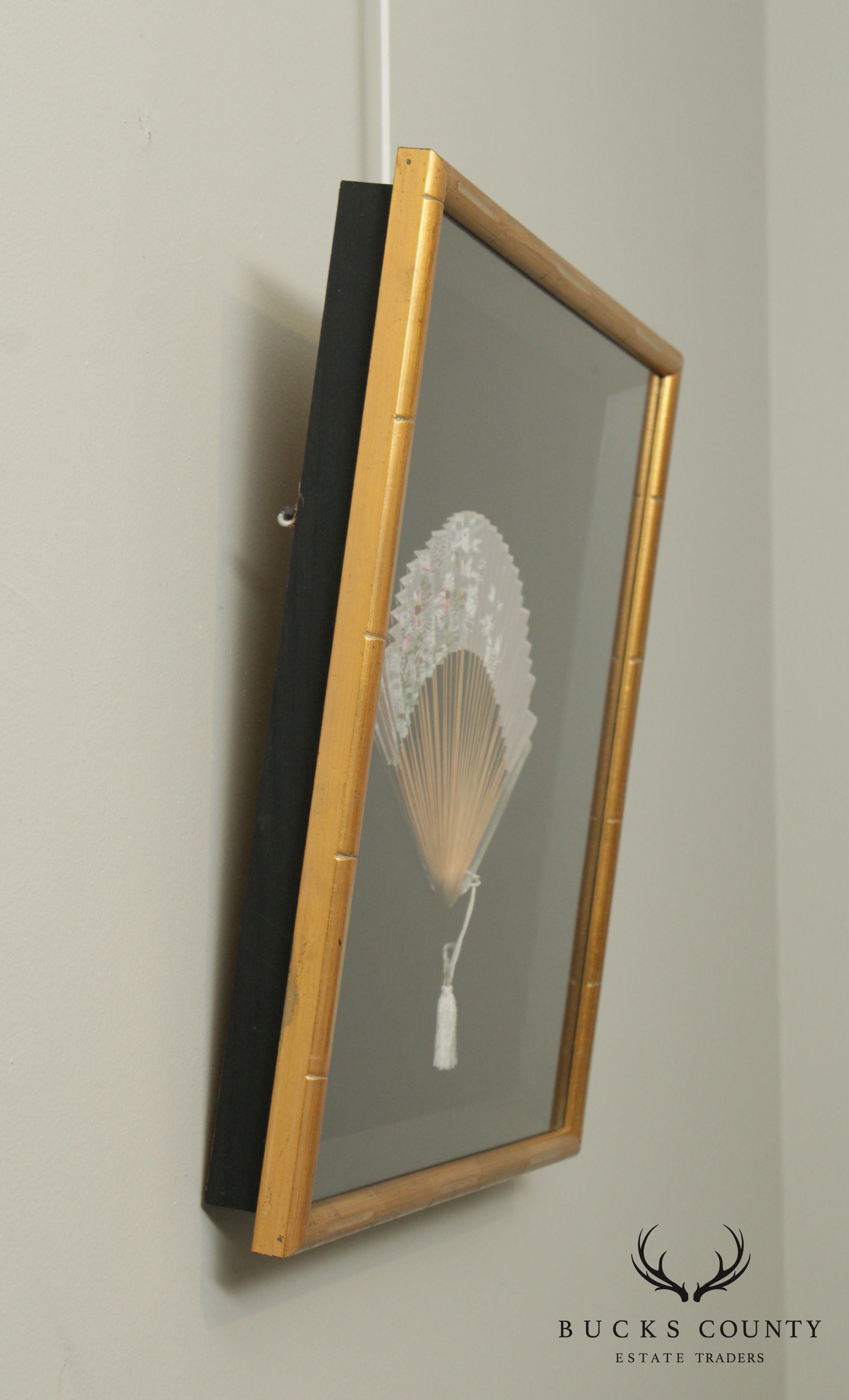 Faux Bamboo Framed Vintage Japanese Fan