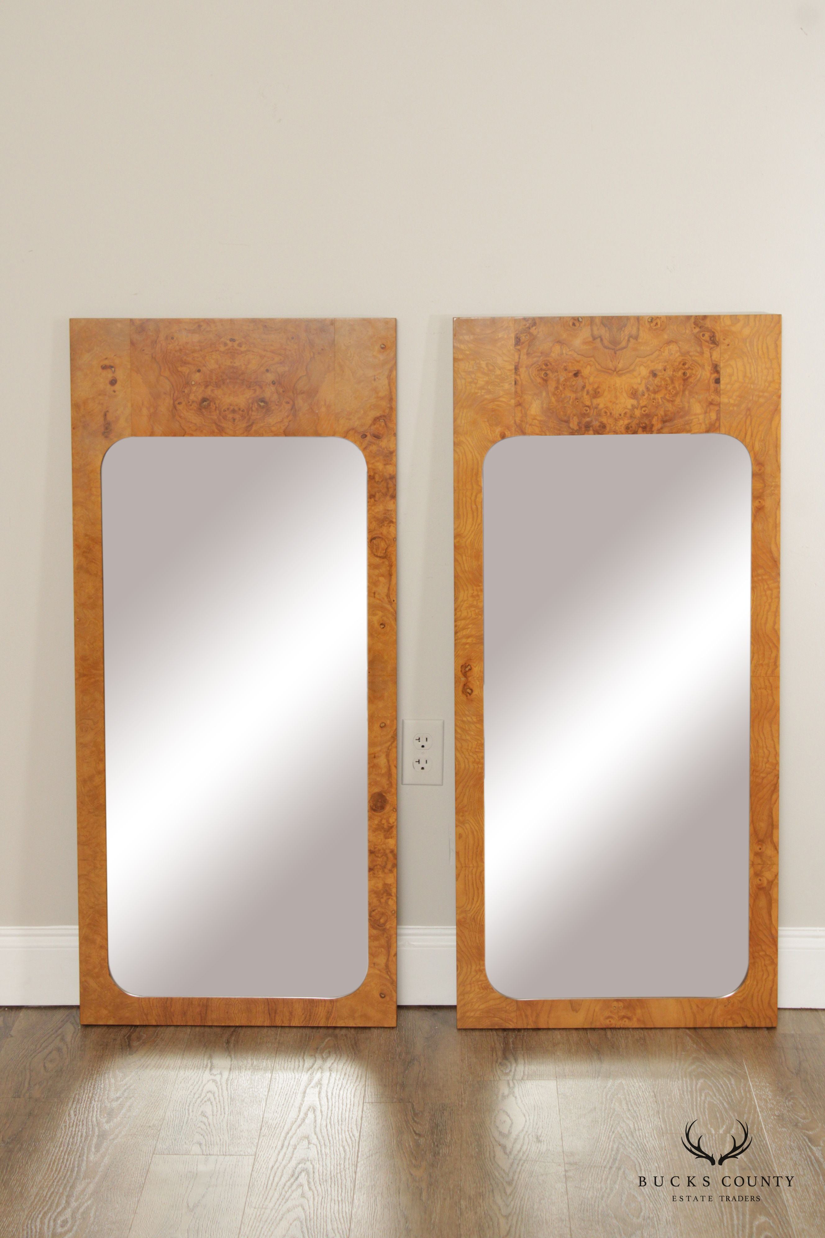 Lane Mid Century Modern Burlwood Accent Wall Mirrors