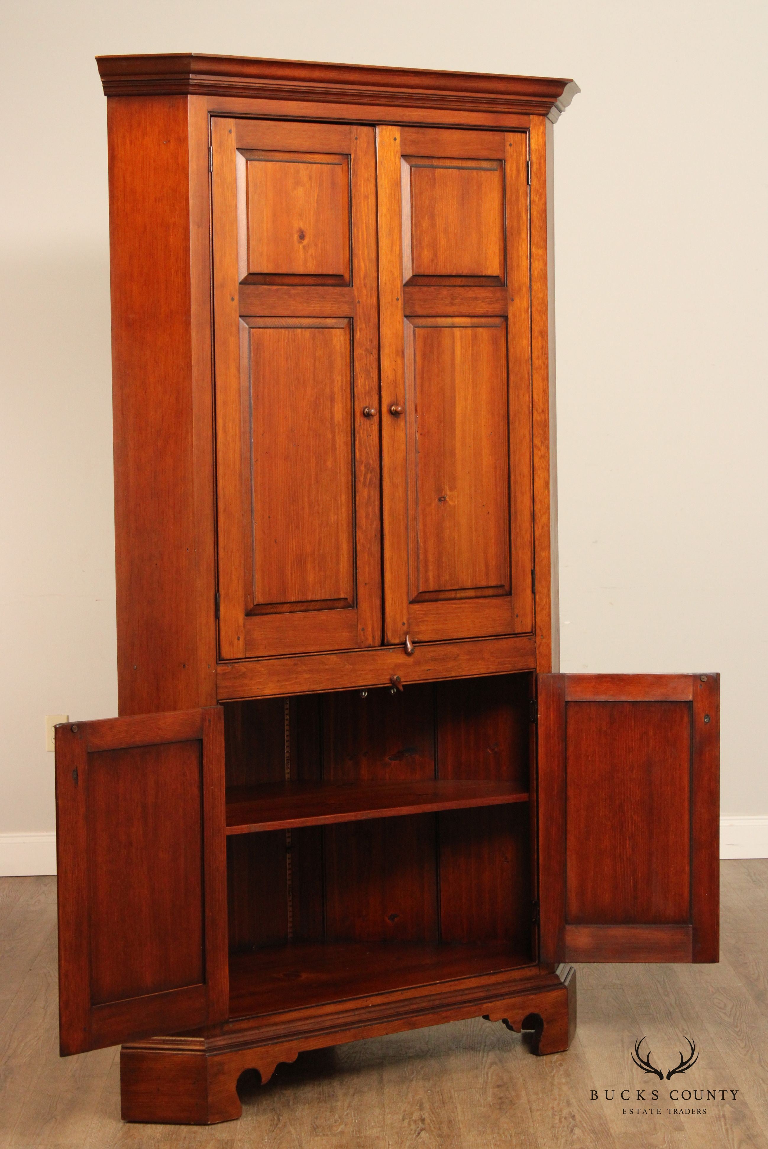 William Draper Chippendale  Style Pine Corner Cabinet