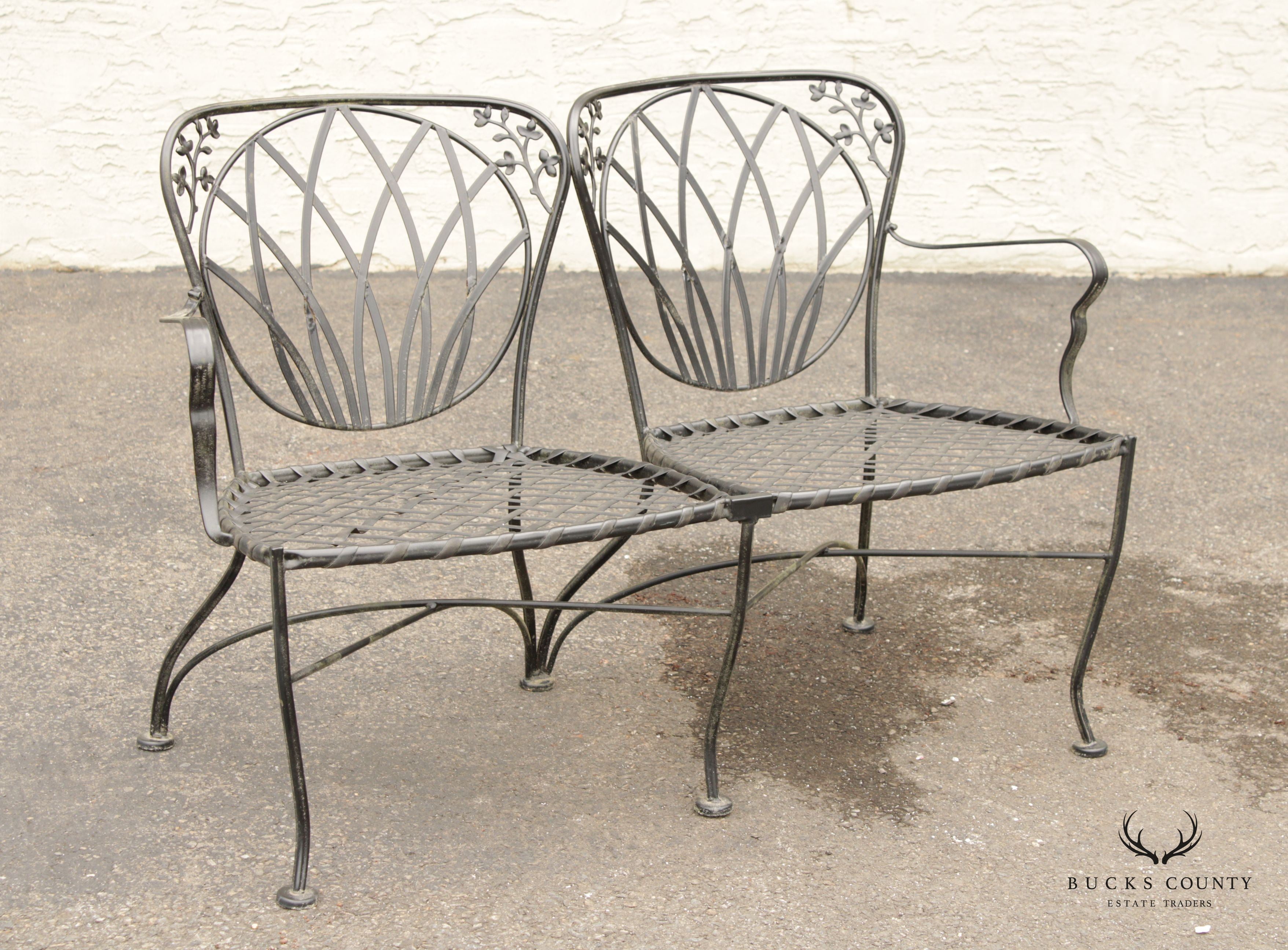 Vintage Wrought Iron Outdoor Garden Settee