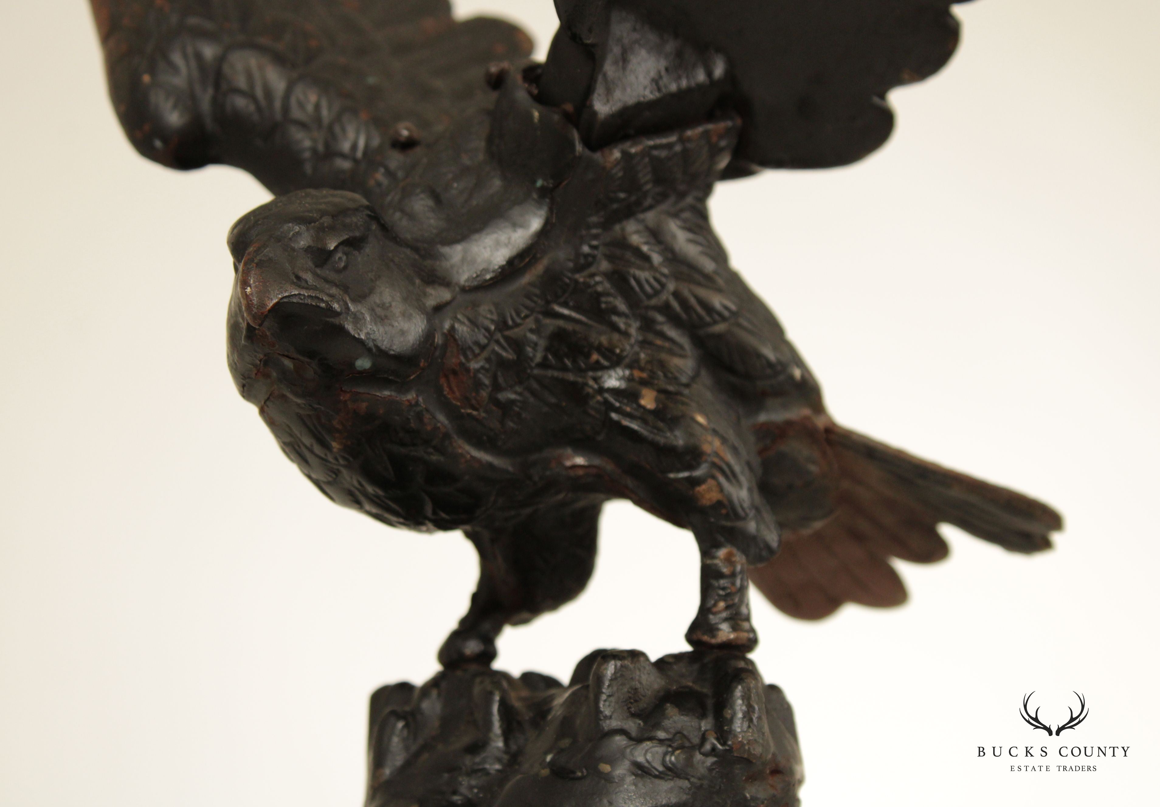 Japanese Meiji Style Cast Iron Eagle Sculpture