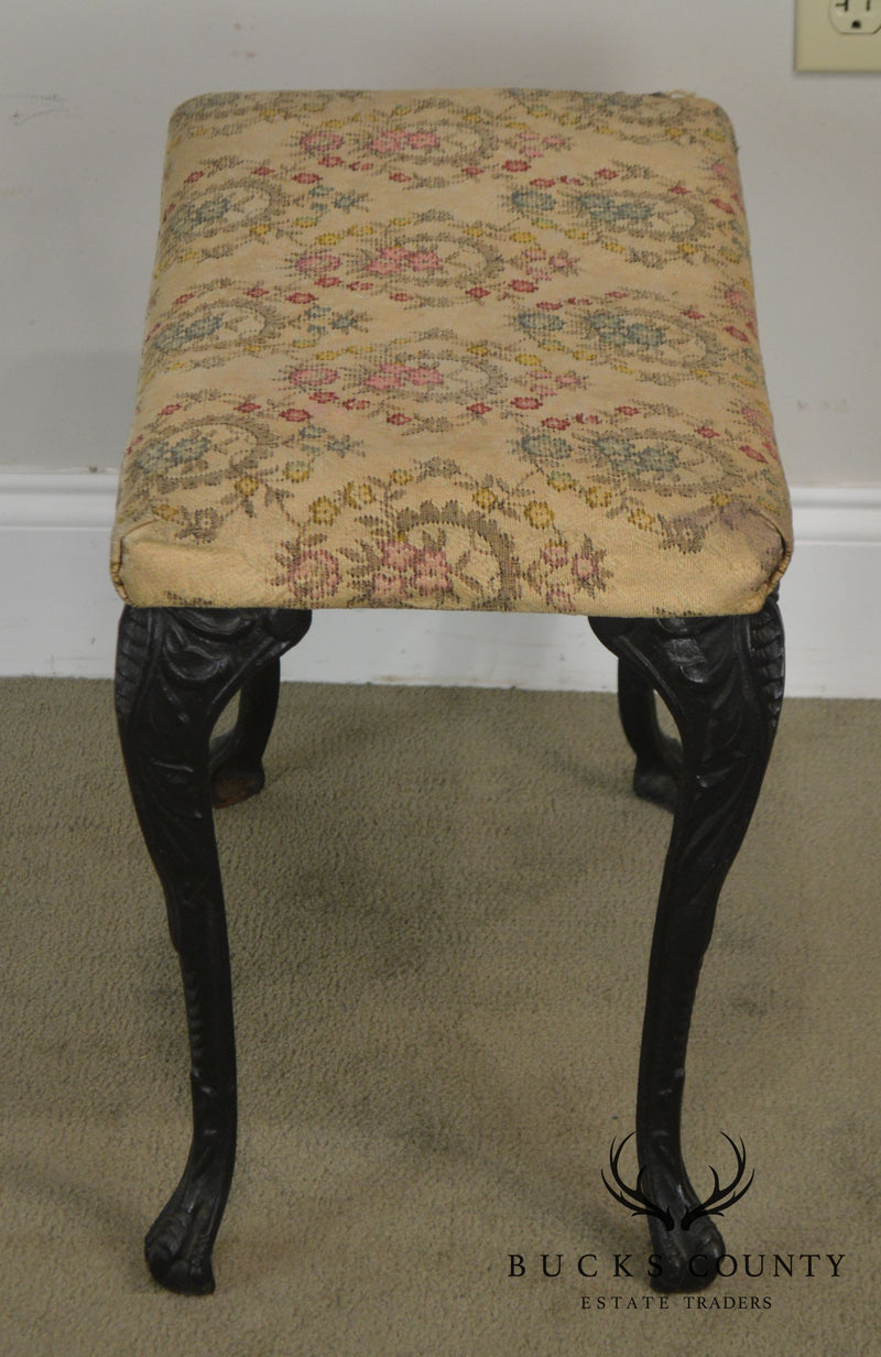 Antique Rococo Style Iron Leg Vanity Bench