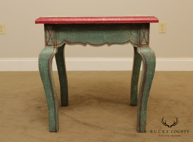 French Country Style Distressed Painted Side Table