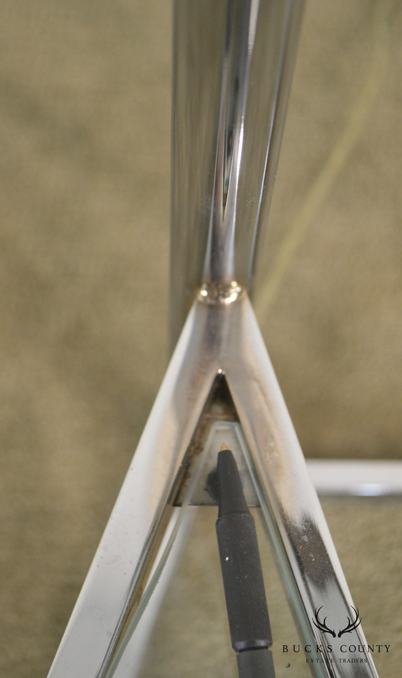 Milo Baughman Mid Century Modern Chrome & Glass Spiral Steps Floor Lamp