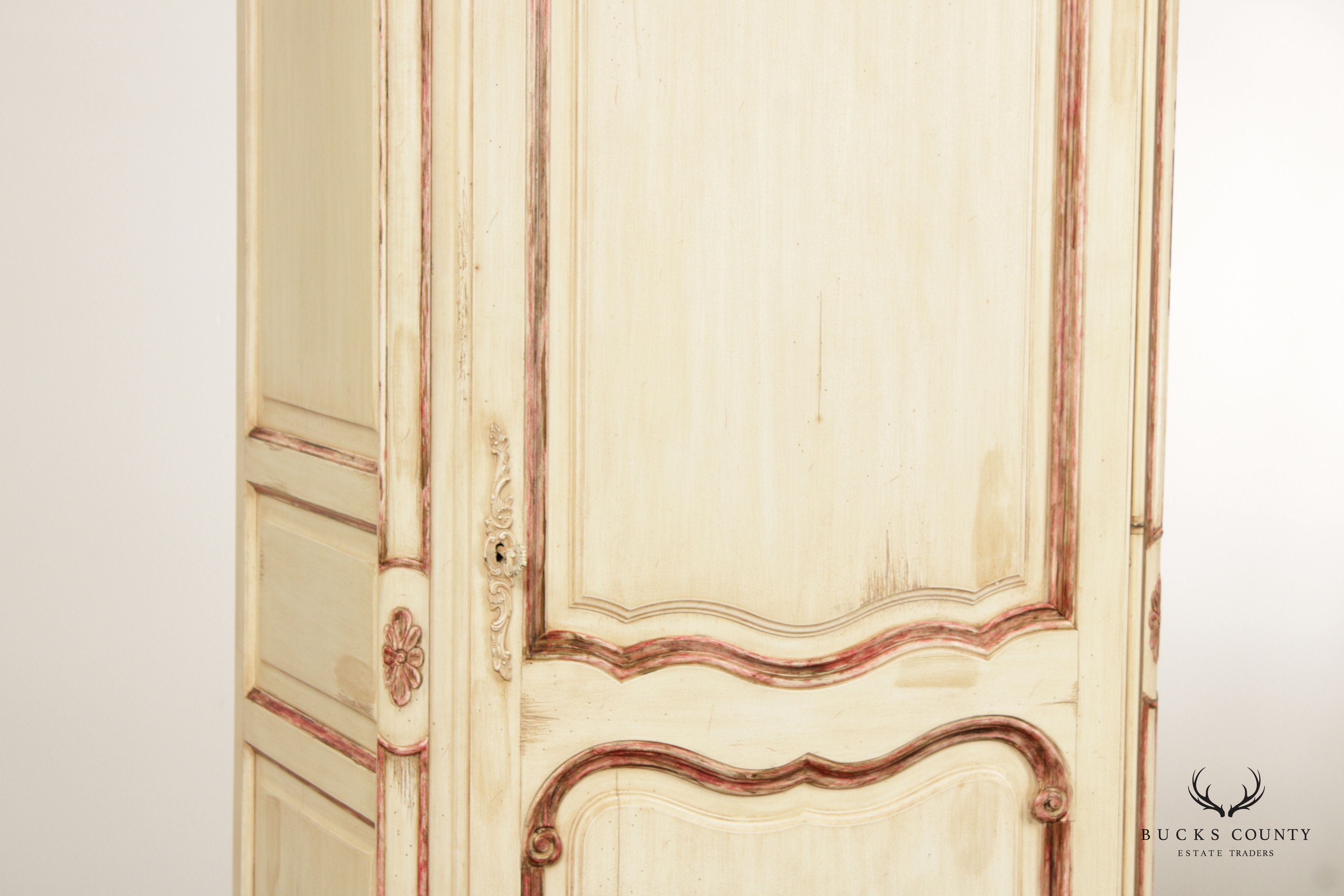 French Provincial Style Single Door Painted Pantry or Storage Cabinet