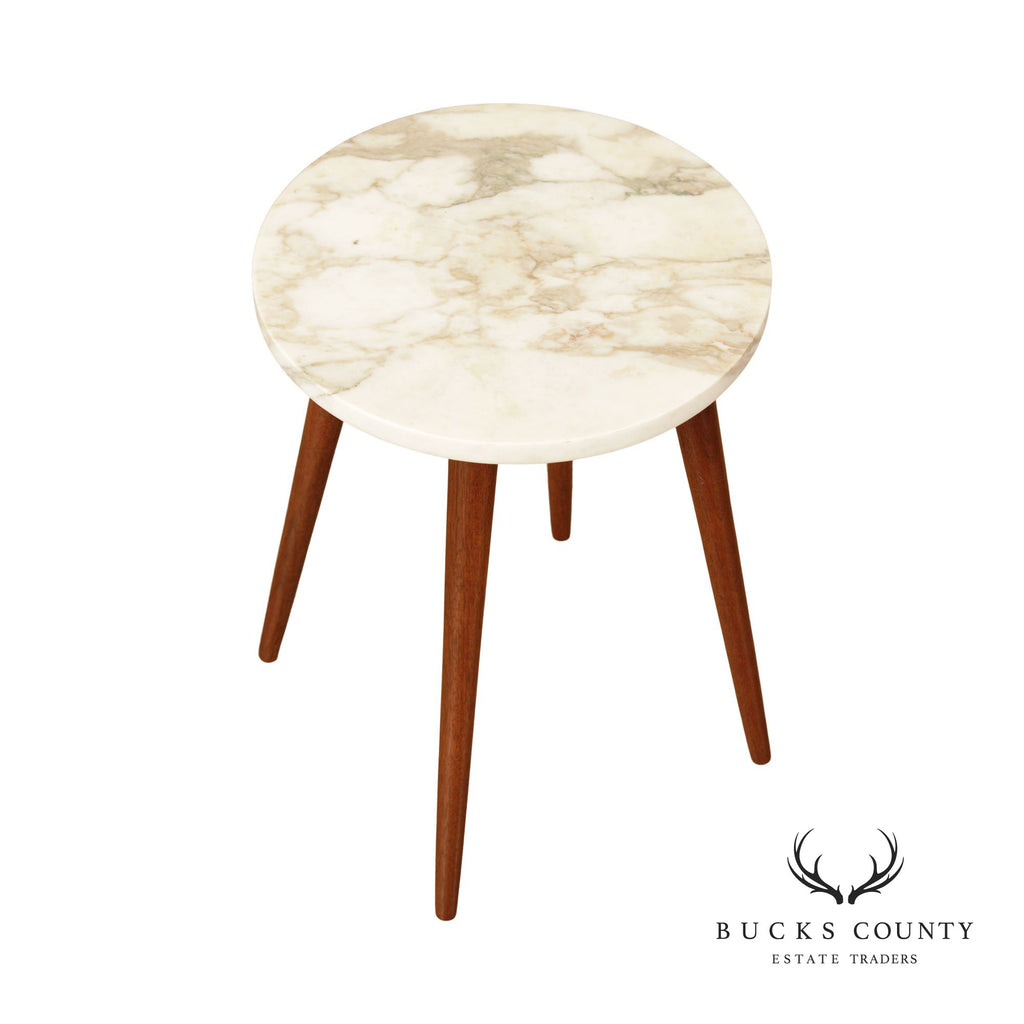 Mid Century Modern Marble Top Walnut Plant Stand or Side Table – Bucks  County Estate Traders
