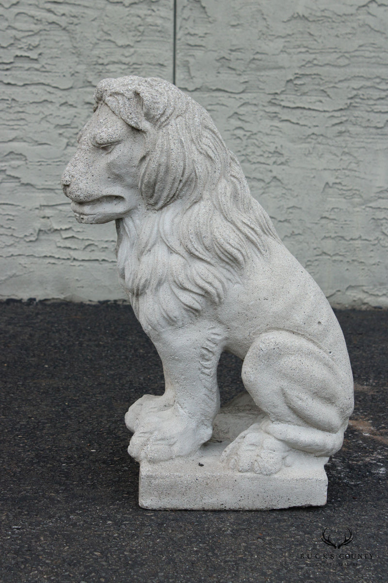 Vintage Pair Cast Stone Garden Lion Statues