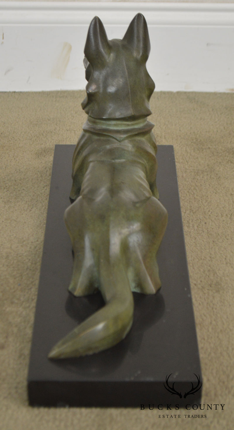 Art Deco Bronze German Shepherd Dog Sculpture