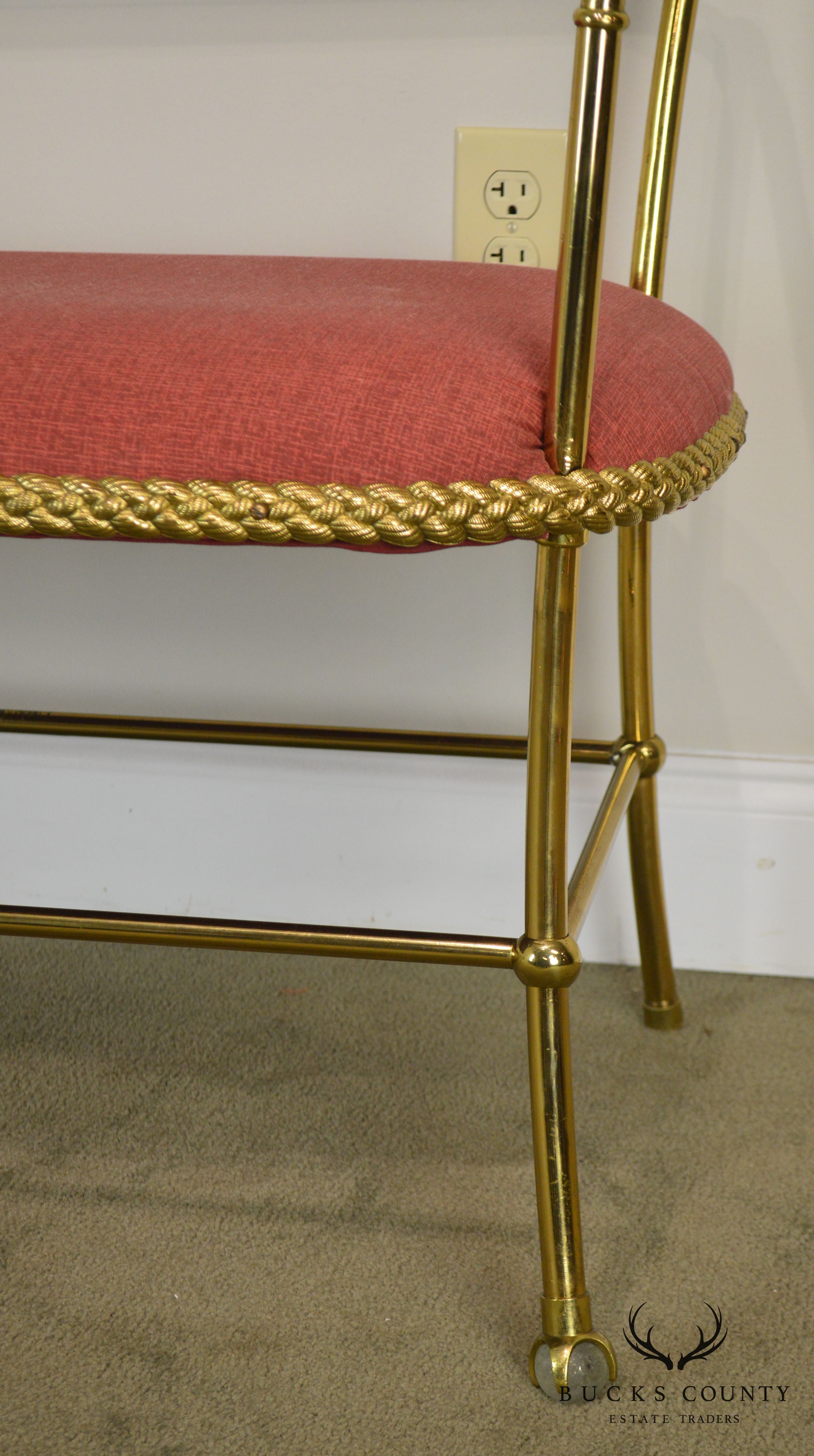 Hollywood Regency Vintage Italian Brass Settee