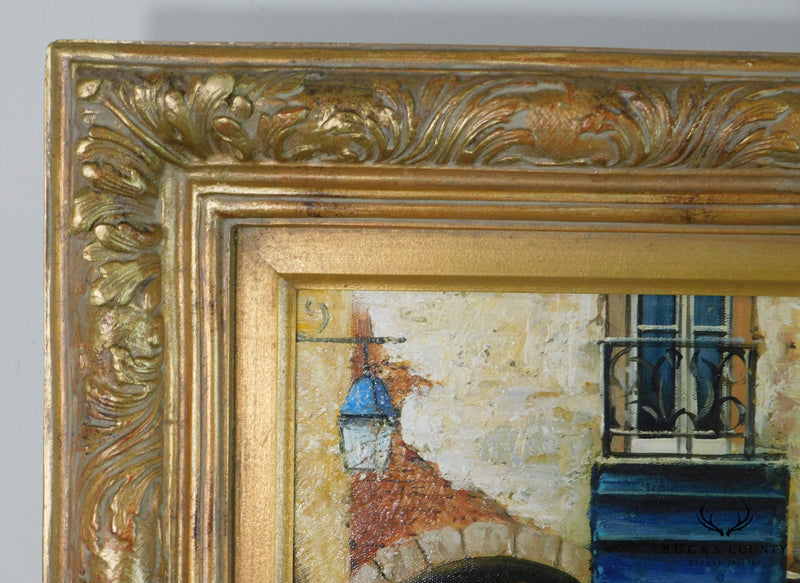 "LCOR DE LGOR" Impasto Oil on Canvas Framed Painting Paris Cafe Street Scene