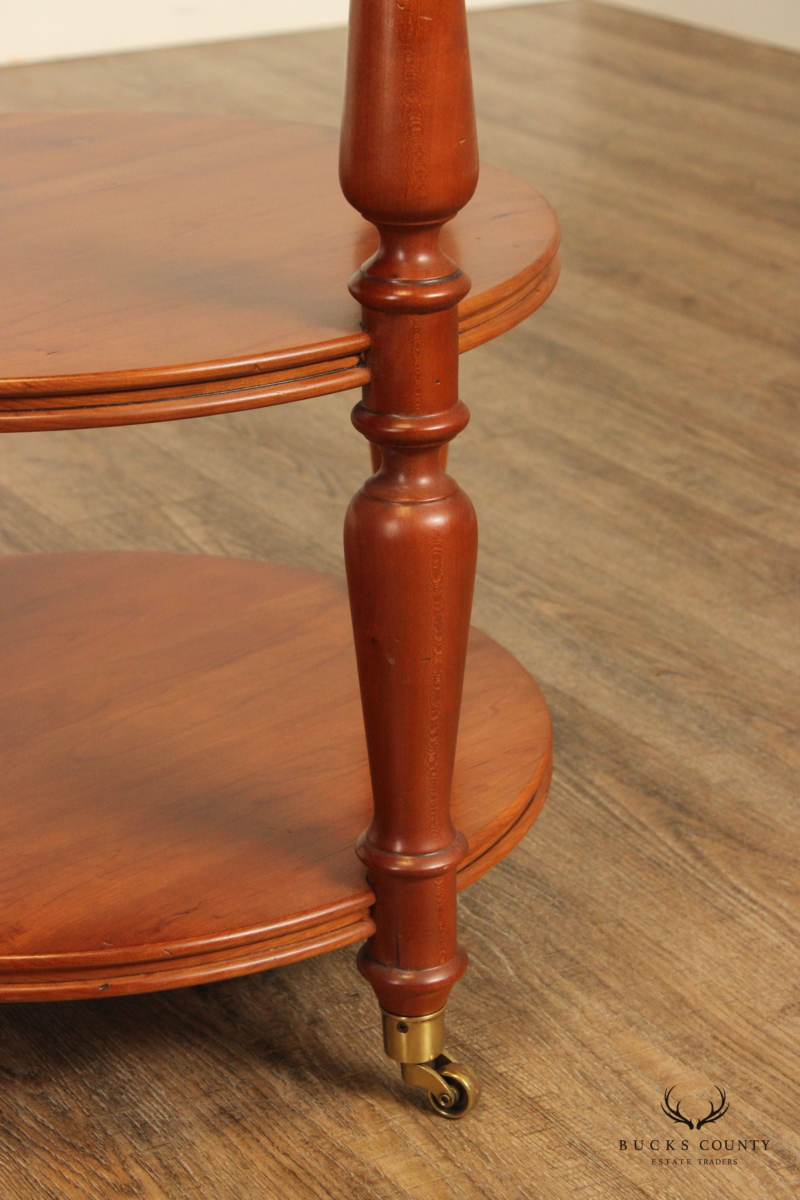 Harden Solid Cherry Round Three-Tier Side Table