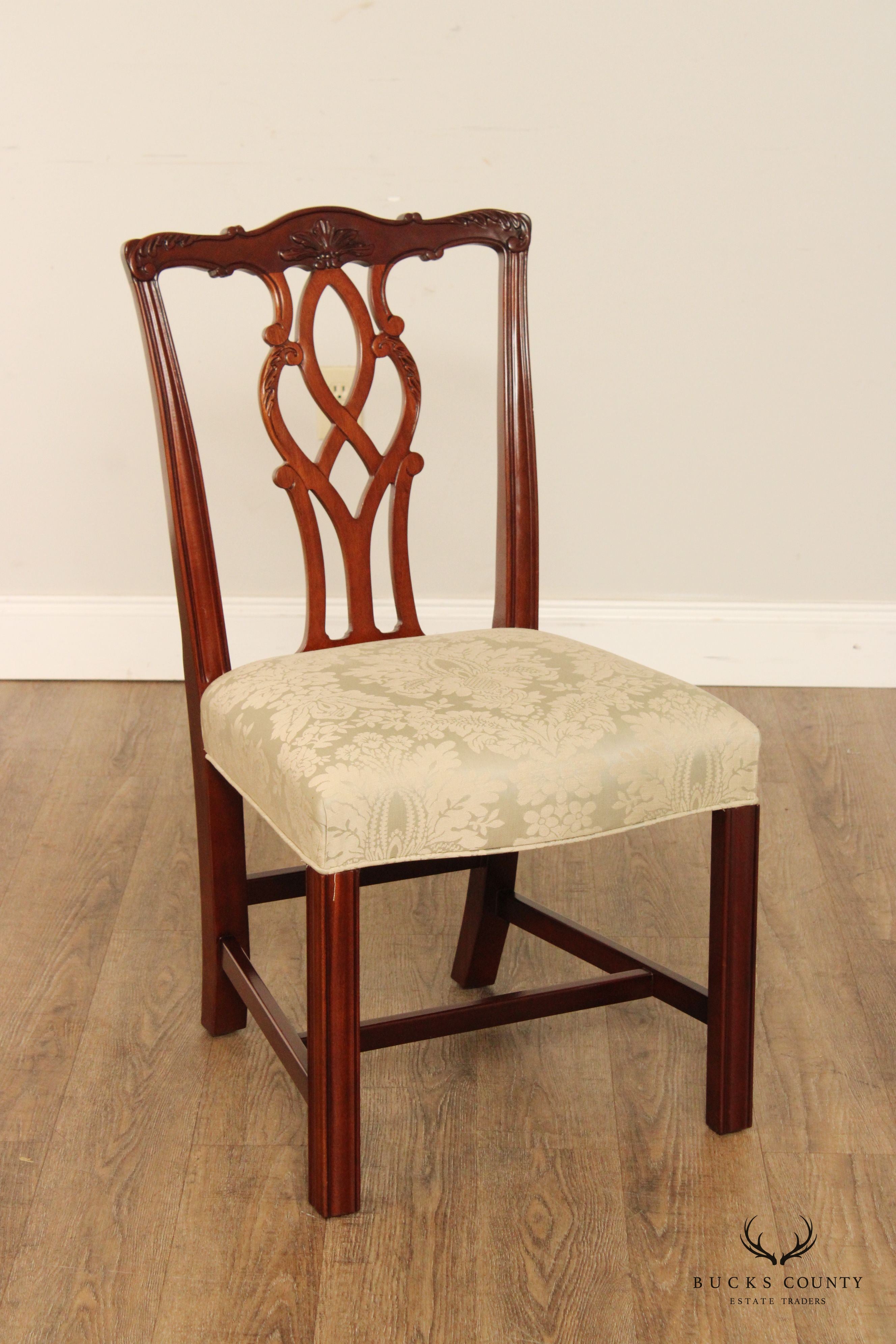 Kindel Chippendale Style Set Six Mahogany Dining Chairs