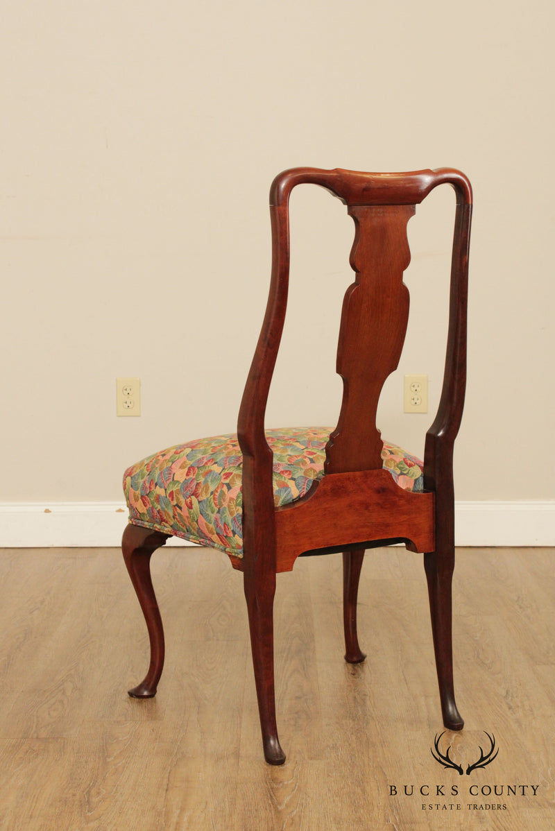 Queen Anne Style Custom Quality Antique Mahogany Side Chair