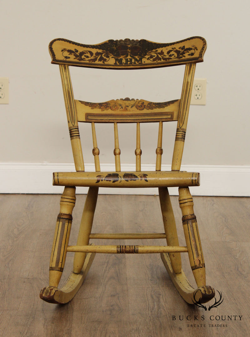 Antique 19tth Century Hand Painted Childs Rocking Chair