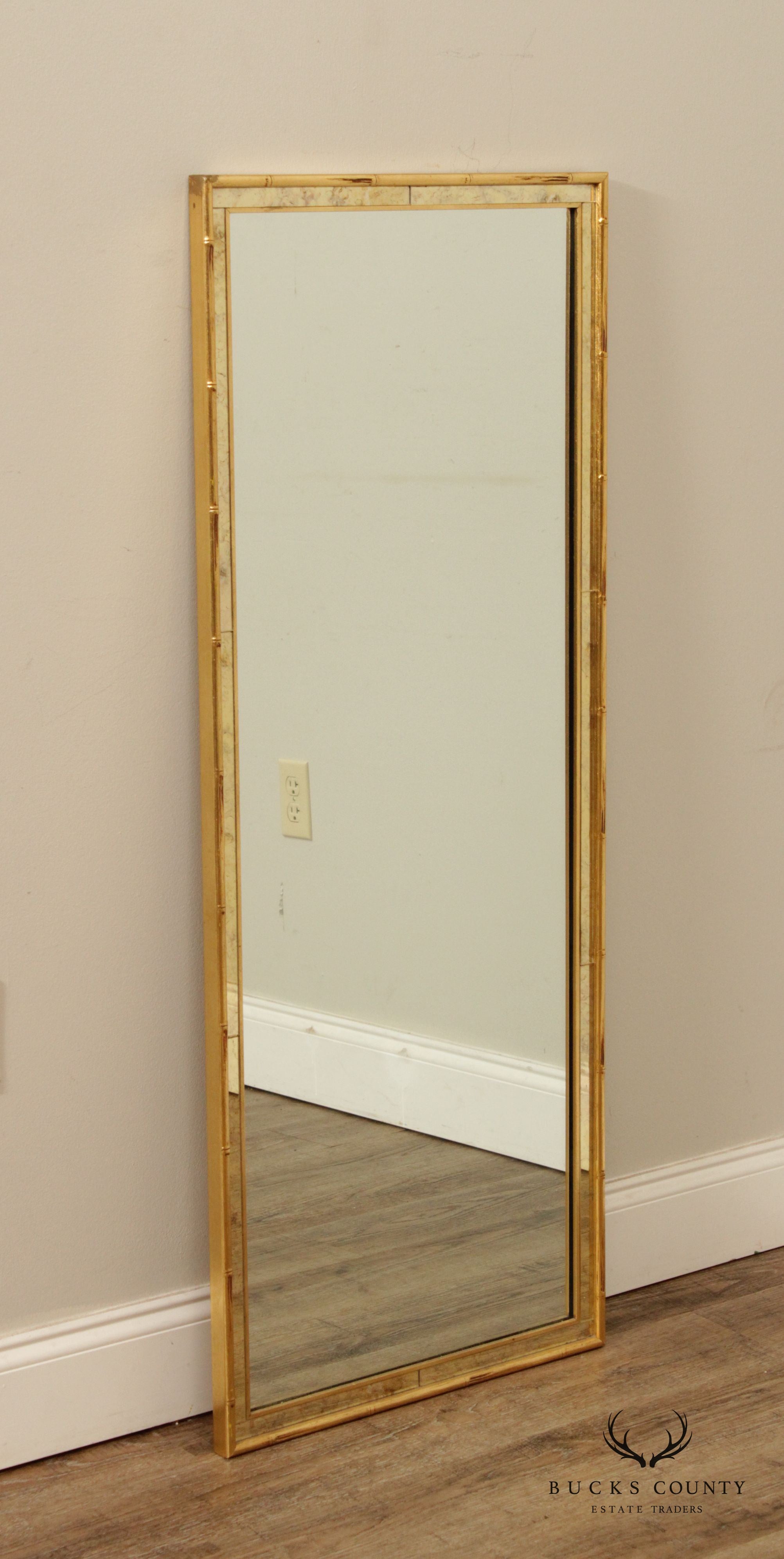 LaBarge Hollywood Regency Gold Faux Bamboo Full-Length Mirror