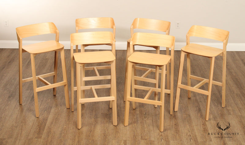 Quality Bentwood Set Of Six Merano Barstools By Ton