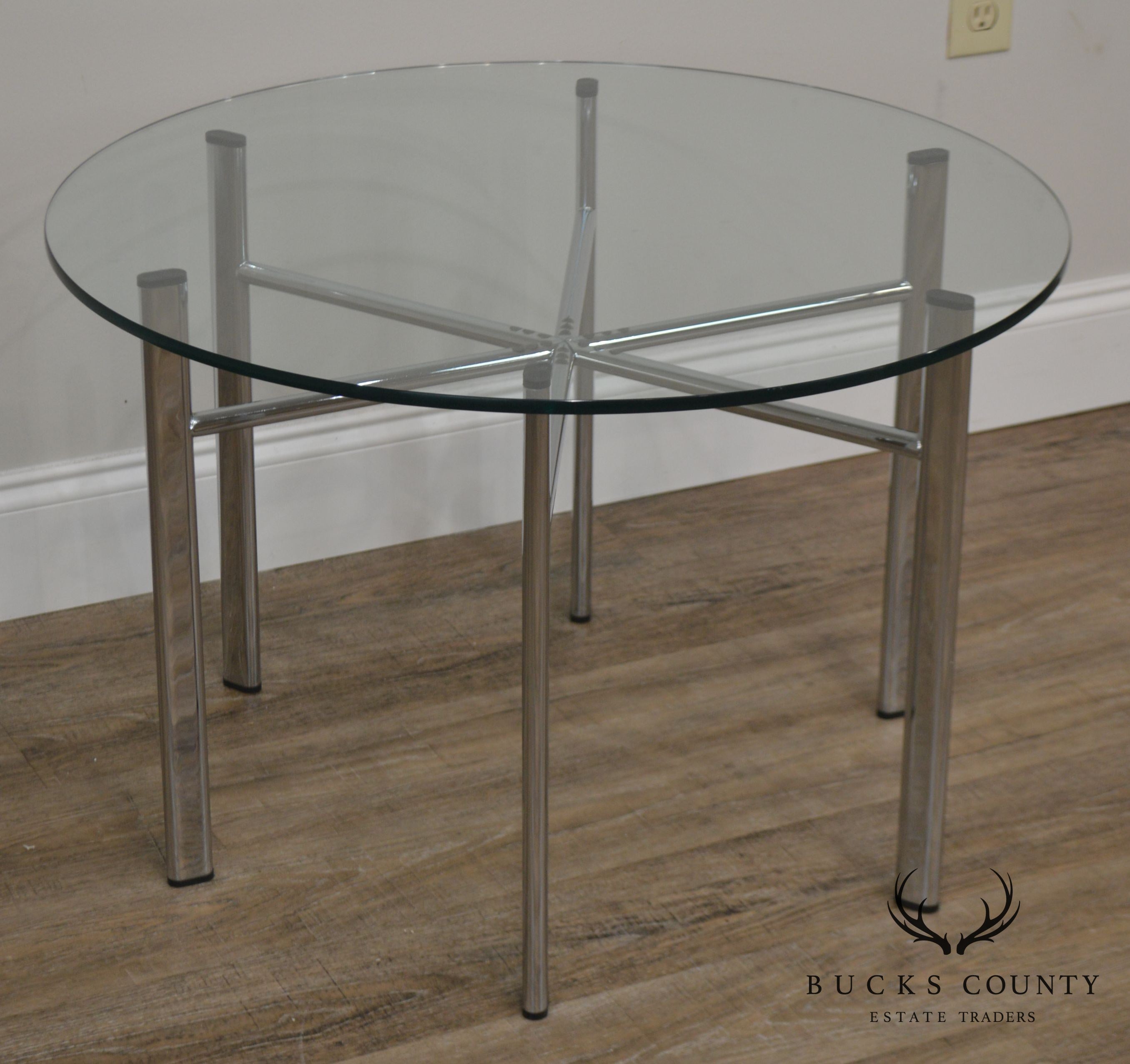 Round Glass Top Side Table w/ Chrome Base