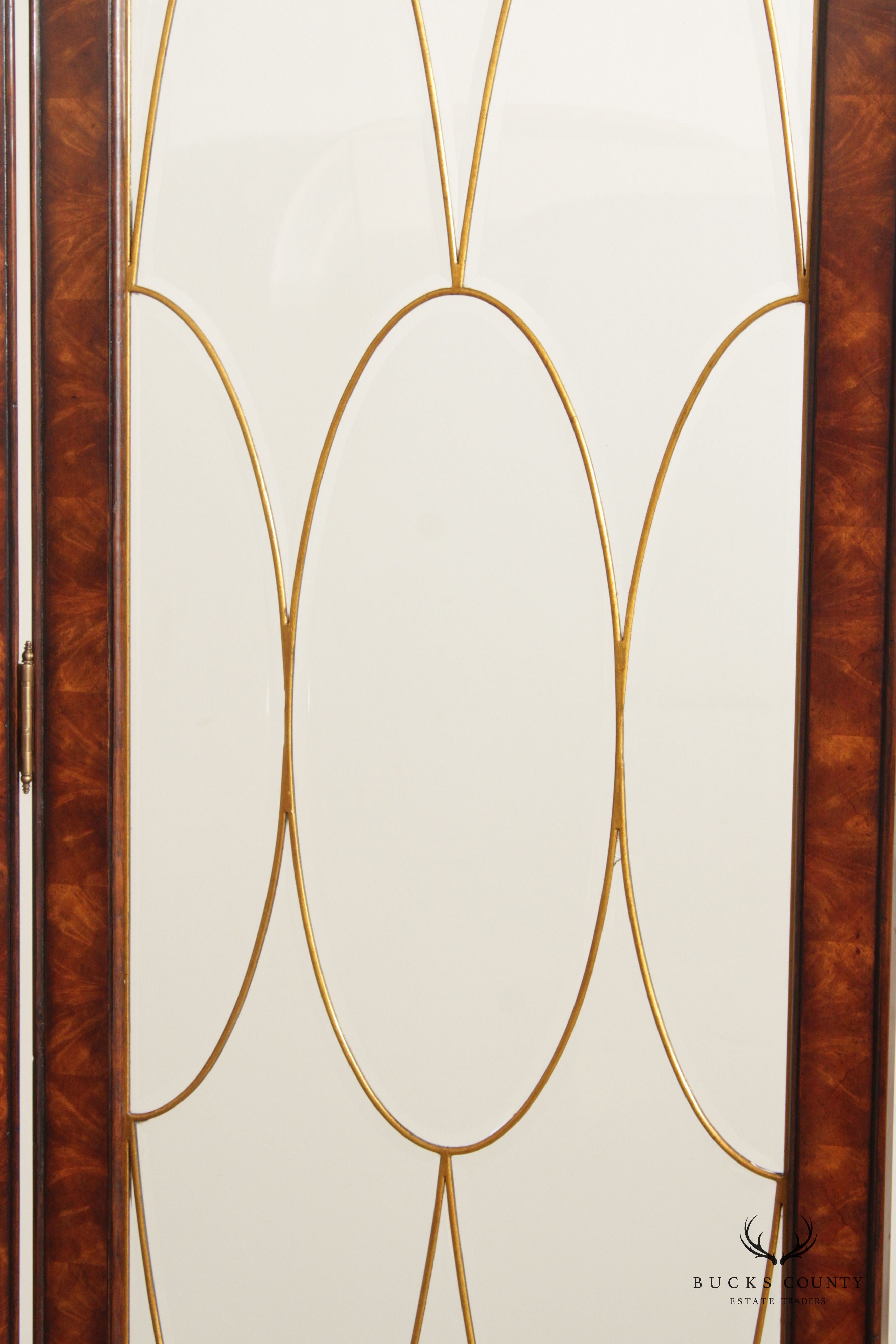 Theodore Alexander Mahogany and Glass Two Panel Room Divider