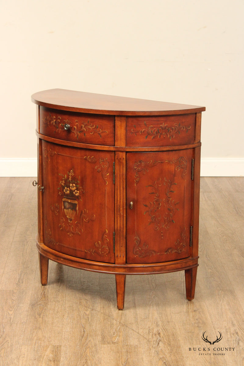 Ethan Allen Adams Style Paint Decorated 'Tuscany' Demilune Commode