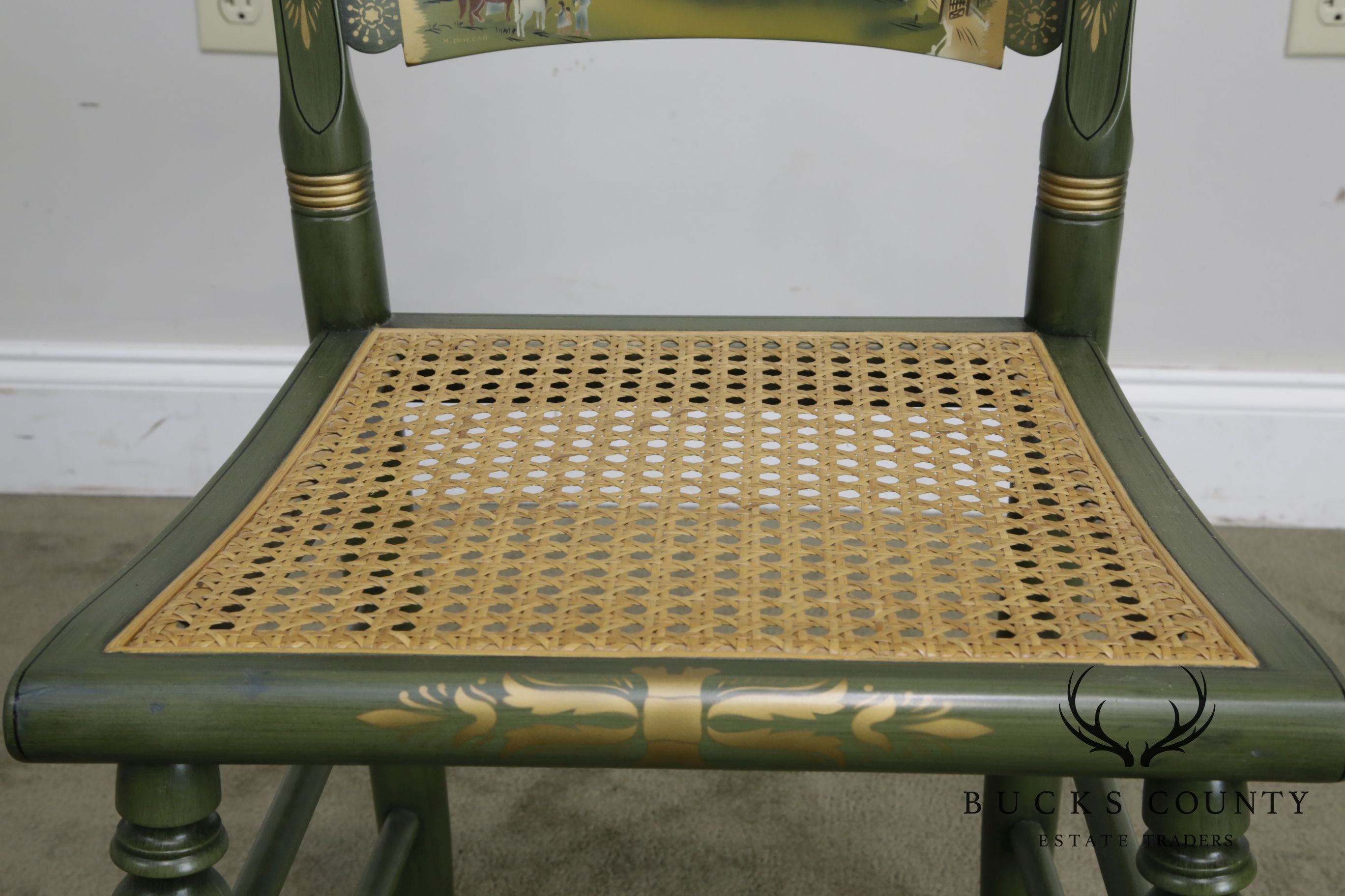 Hitchcock Green Painted "Andrew Jackson's Hermitage" Cane Seat Side Chair (B)