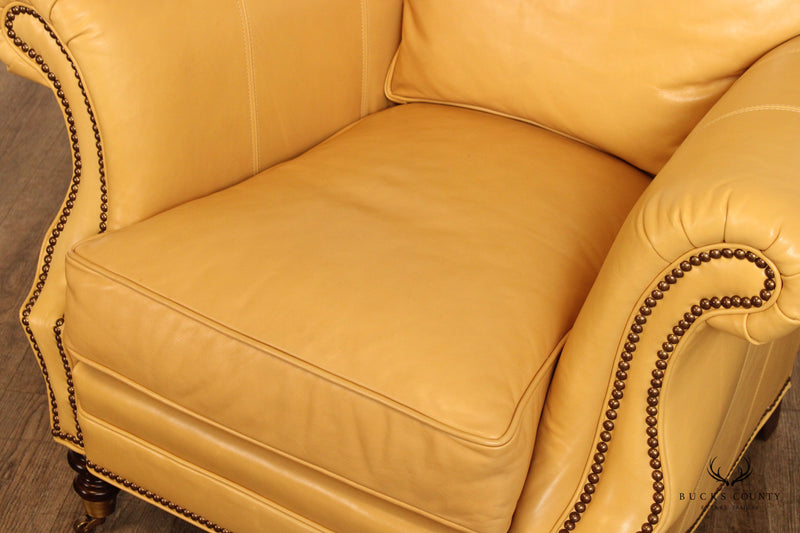 Wesley Hall English Regency Style Pair of Leather Lounge Chairs