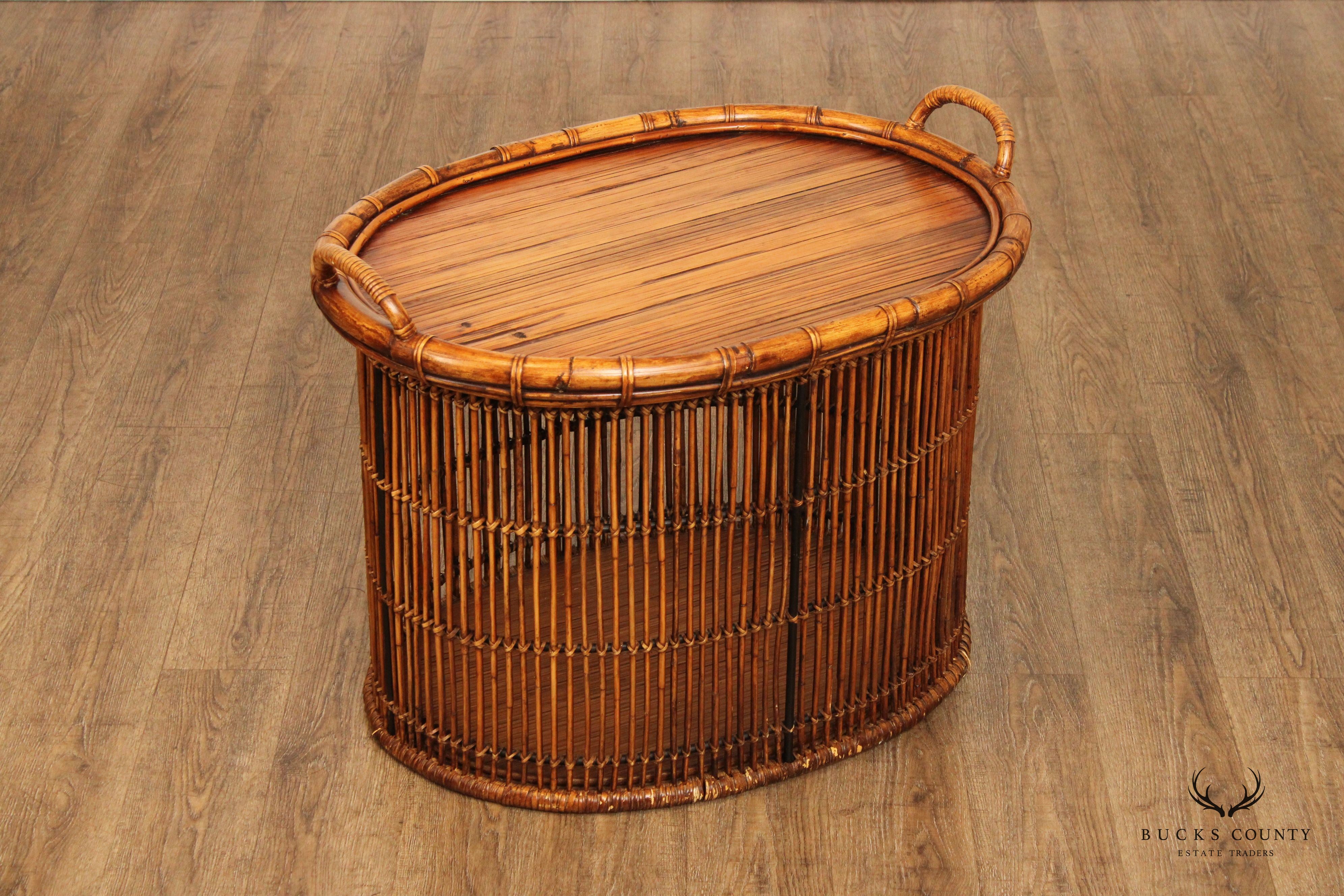 Palecek Bamboo and Rattan Oval Tray Table