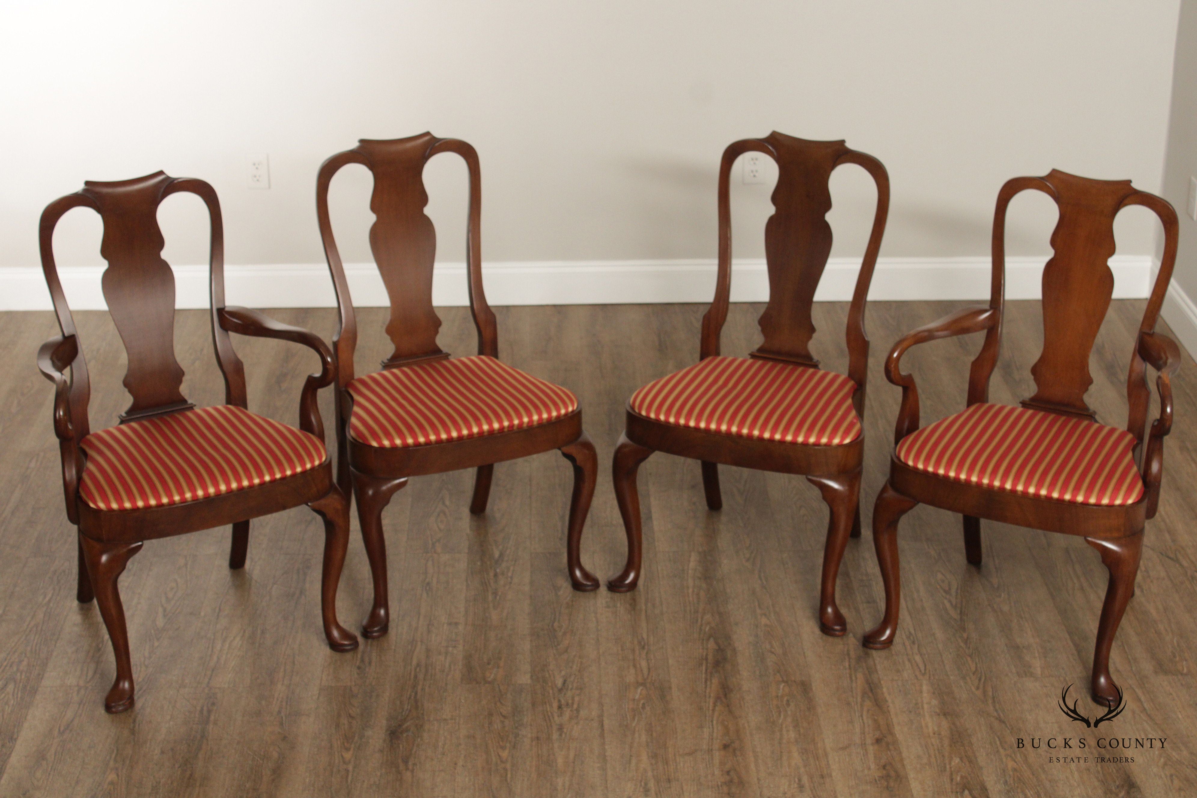 Queen Anne Style Set of Four Mahogany Dining Chairs