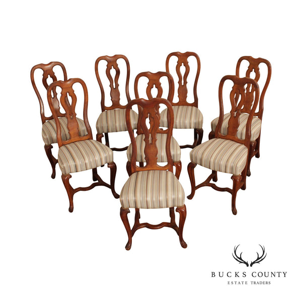 Italian Baroque Style Vintage Set of Eight Walnut Dining Chairs
