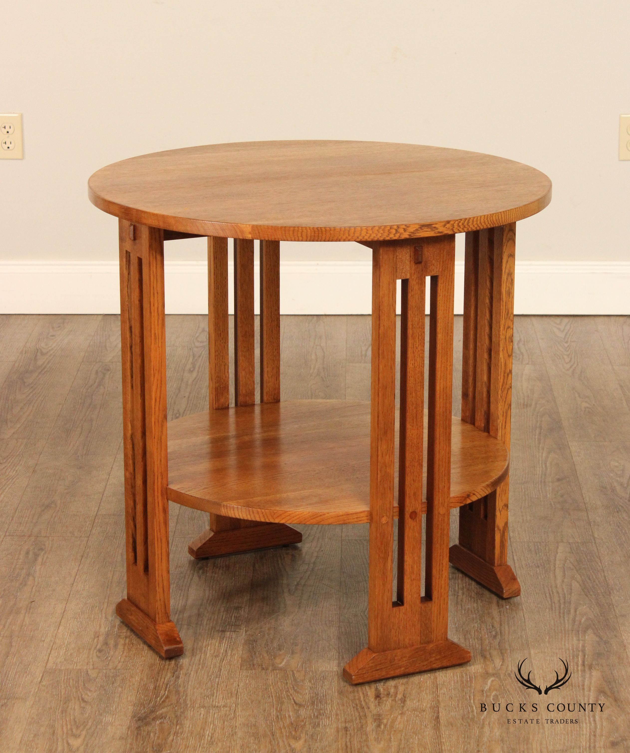 Stickley Mission Collection Oak Two-Tier Round Table