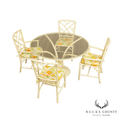 Hollywood Regency Faux Bamboo Metal 5-Piece Dining Set