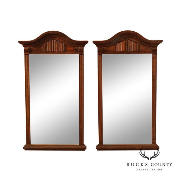 Ethan Allen Royal Charter Oak Vintage Jacobean Style Pair Wall Mirrors