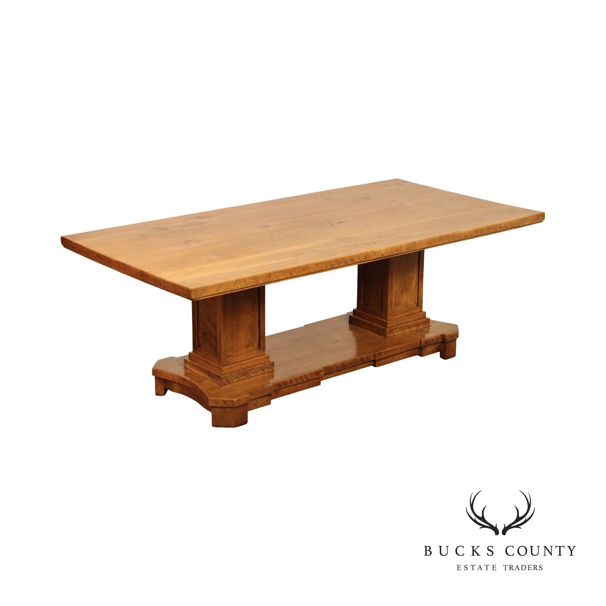 Custom Crafted Large Rustic Walnut Double Pedestal Dining Table