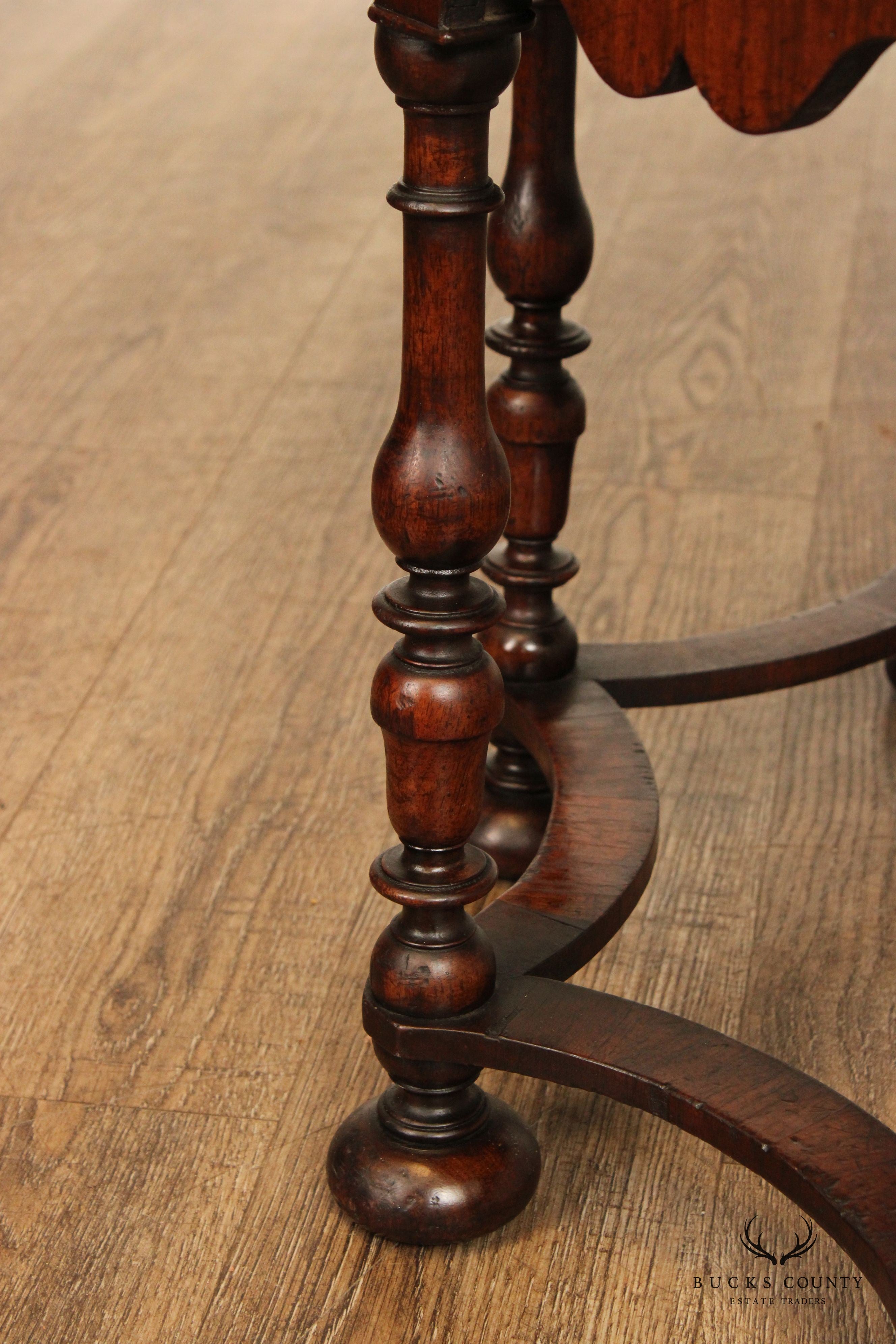 English William & Mary Style Carved Walnut Octagonal Coffee Table