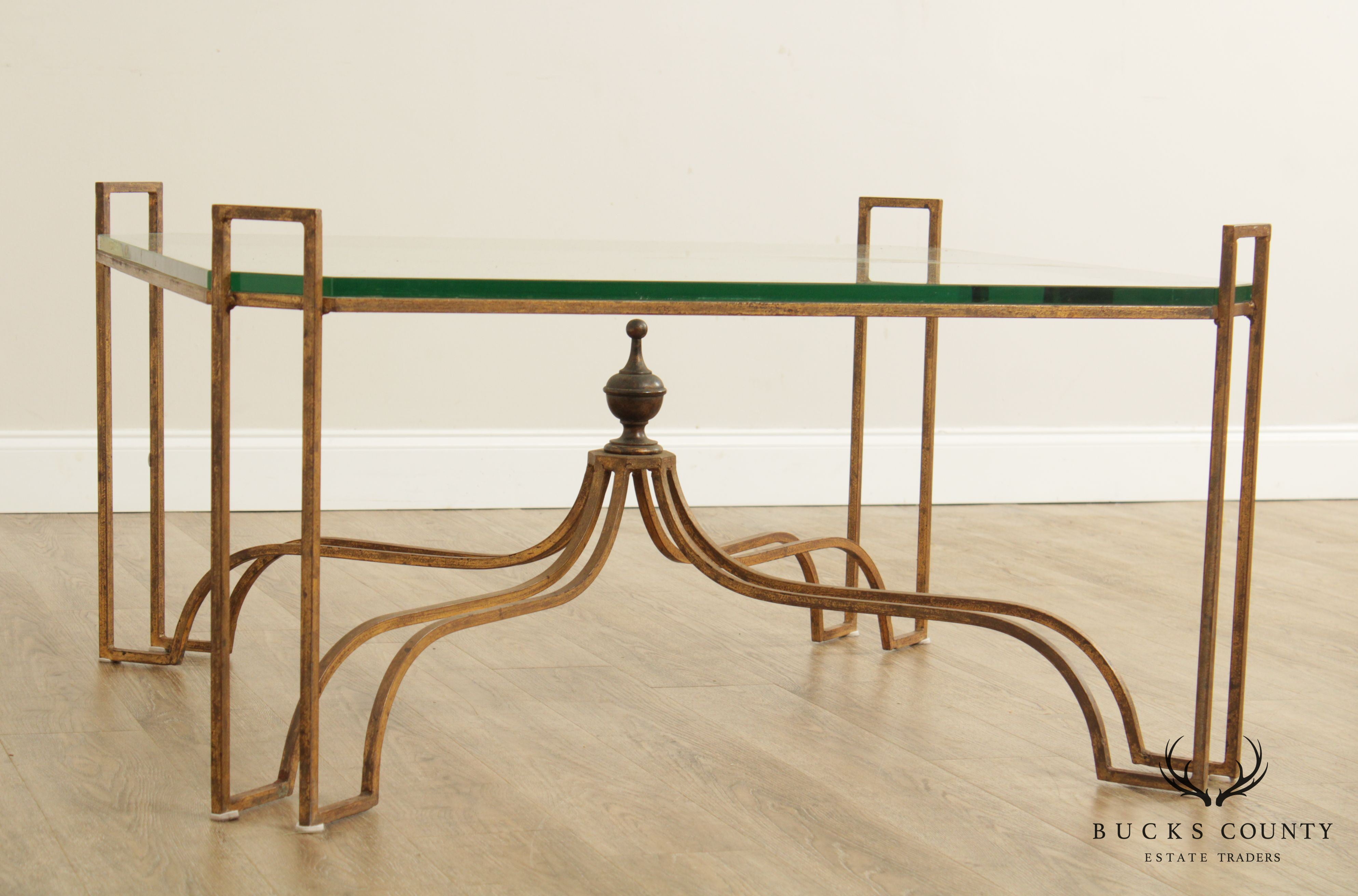 Quality French Gilt Metal Glass Top Coffee Table