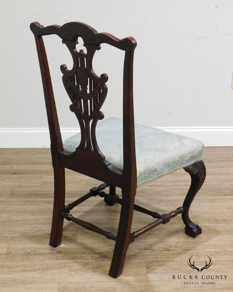 Chippendale Style Antique 1920's Carved Mahogany Side Chair