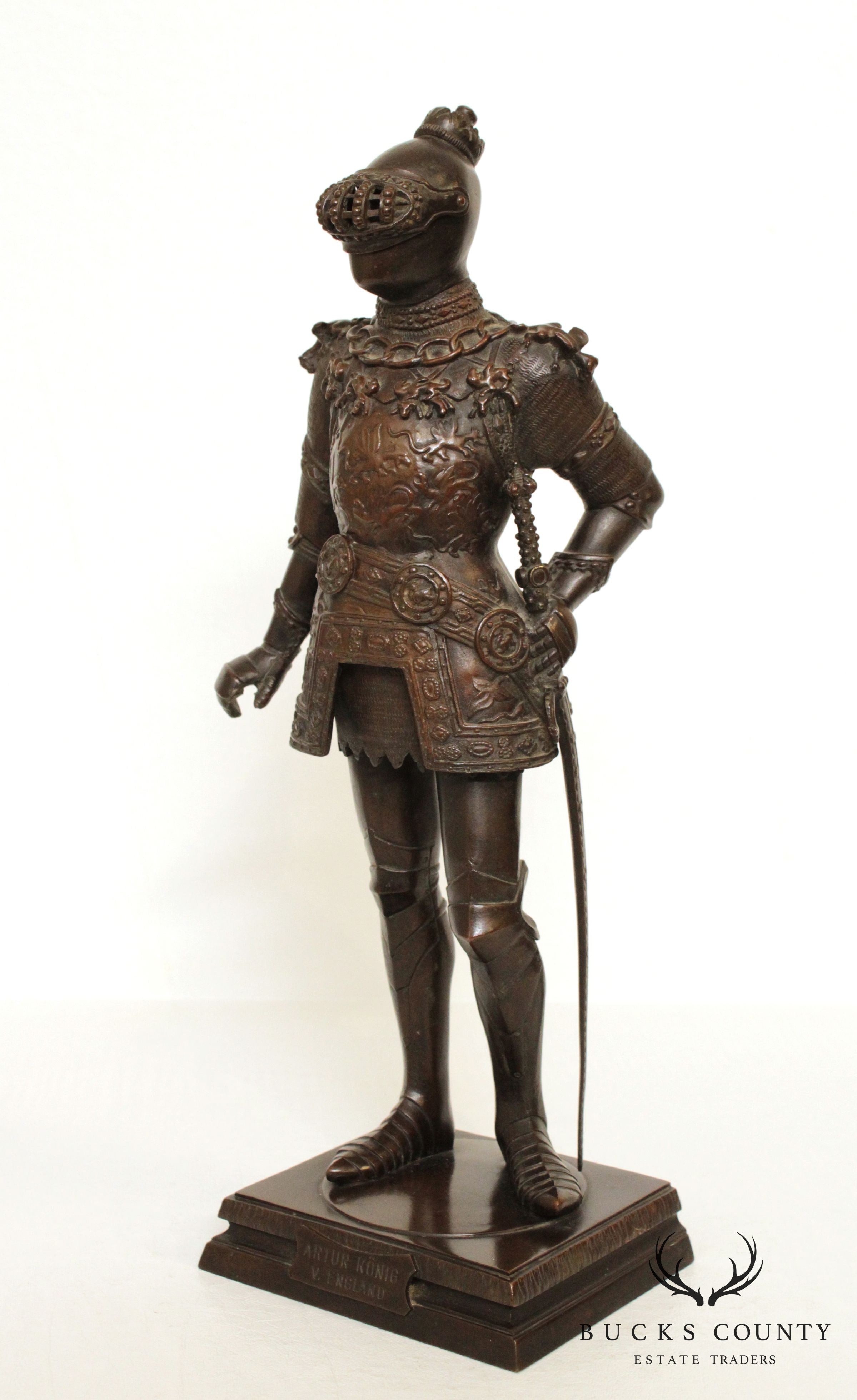 F. R. Unterberger Arthur Konig V. England (King Arthur) Antique Bronze Statue