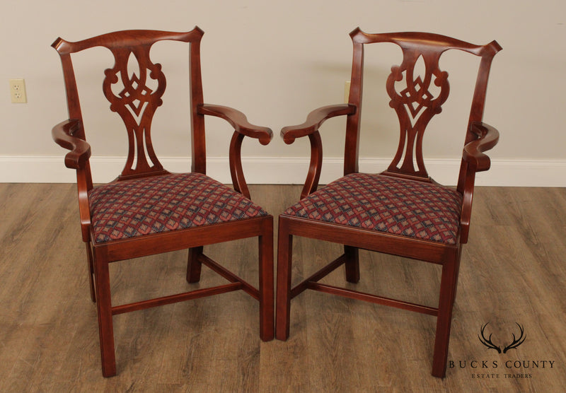 Henkel Harris Chippendale Style Pair Cherry Armchairs, Style 101