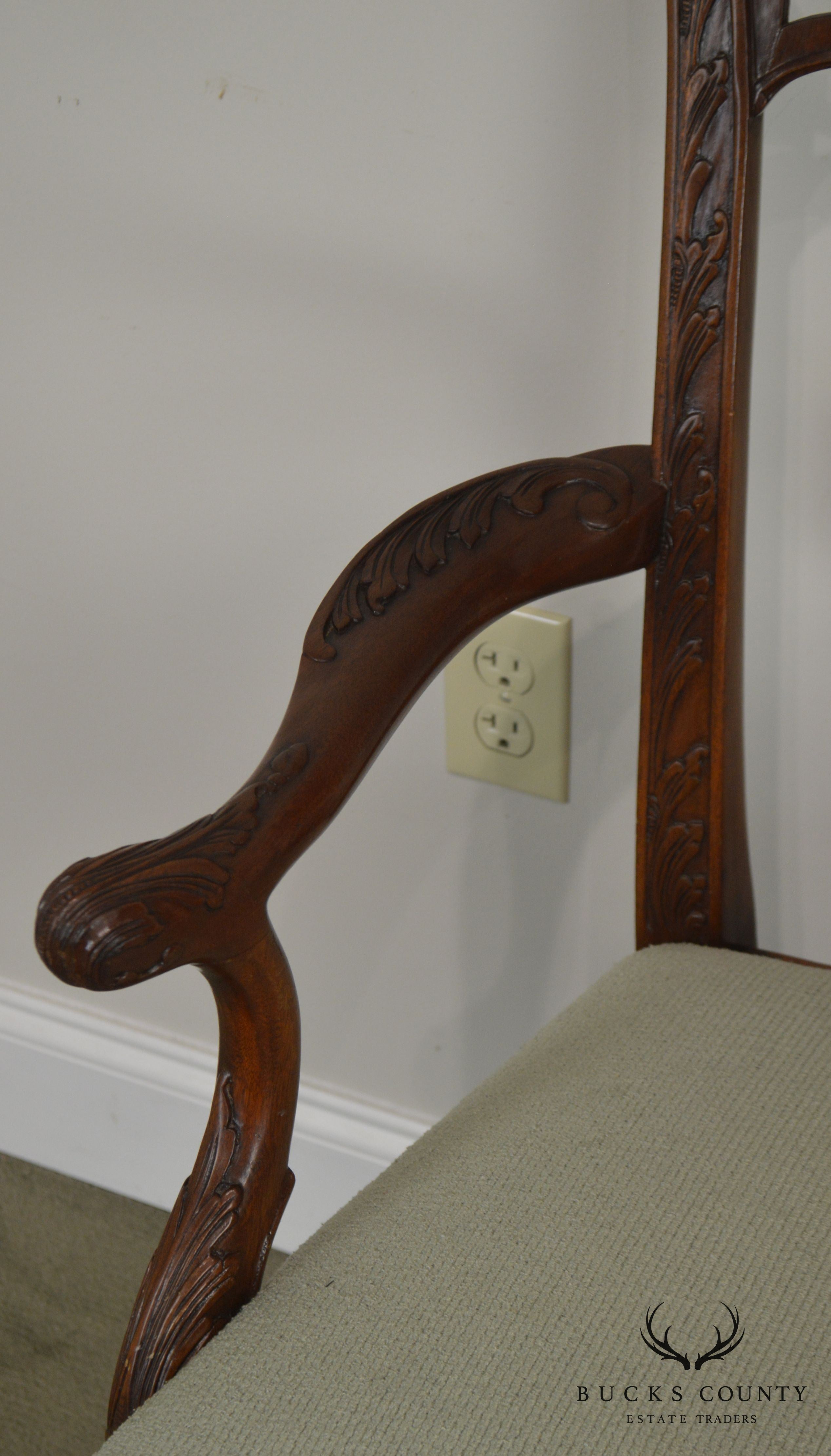 Georgian Style Carved Mahogany Arm Chair with Hariy - Paw Feet