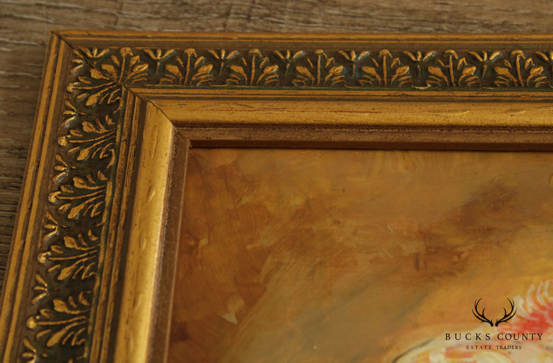 "Woman in Turban" Unsigned Oil Painting on Wood Board FramedArt Print