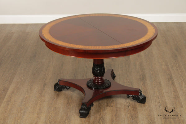 Baker Furniture Regency Style Round Mahogany Expandable Dining Table