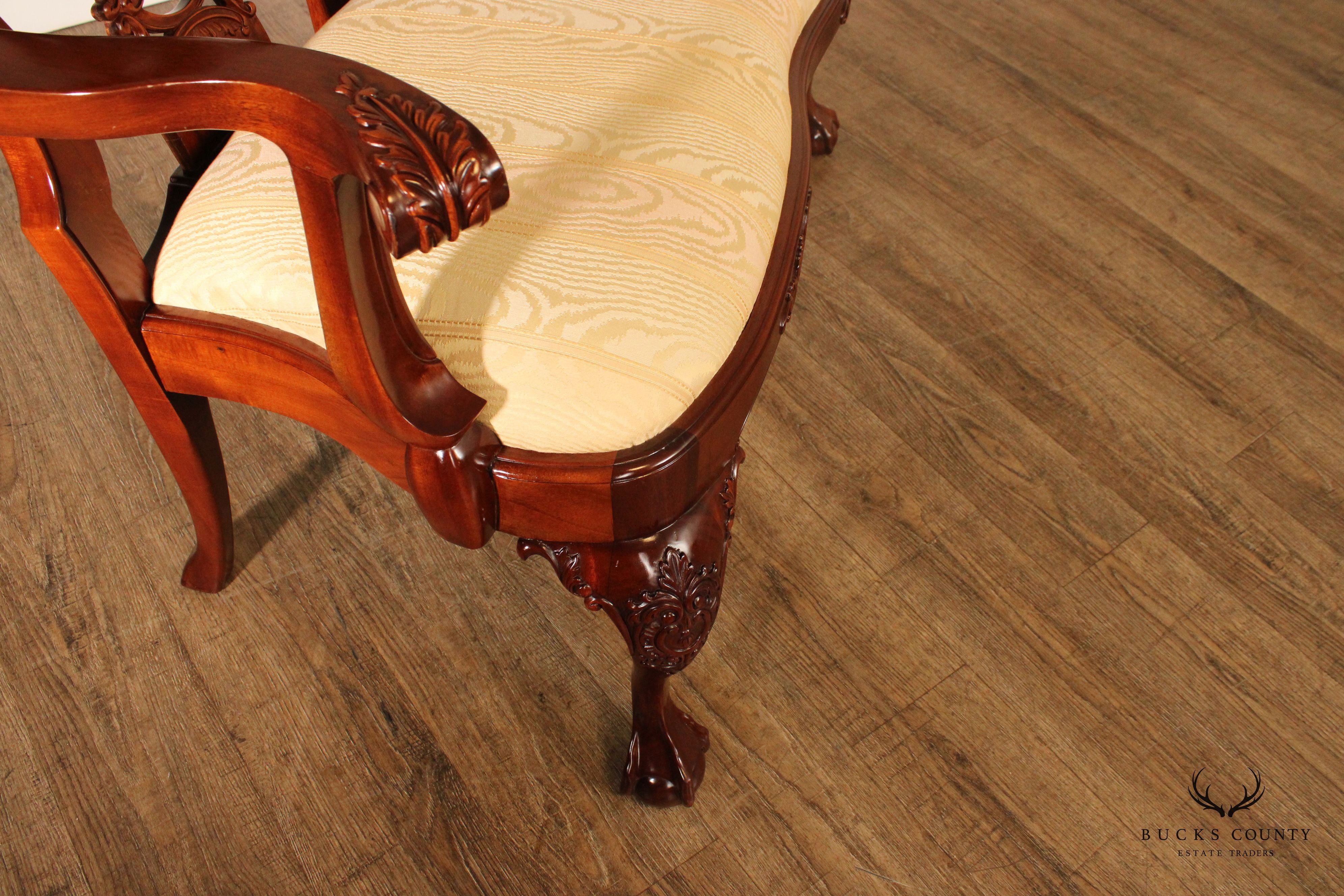 Chippendale Style Carved Mahogany Settee