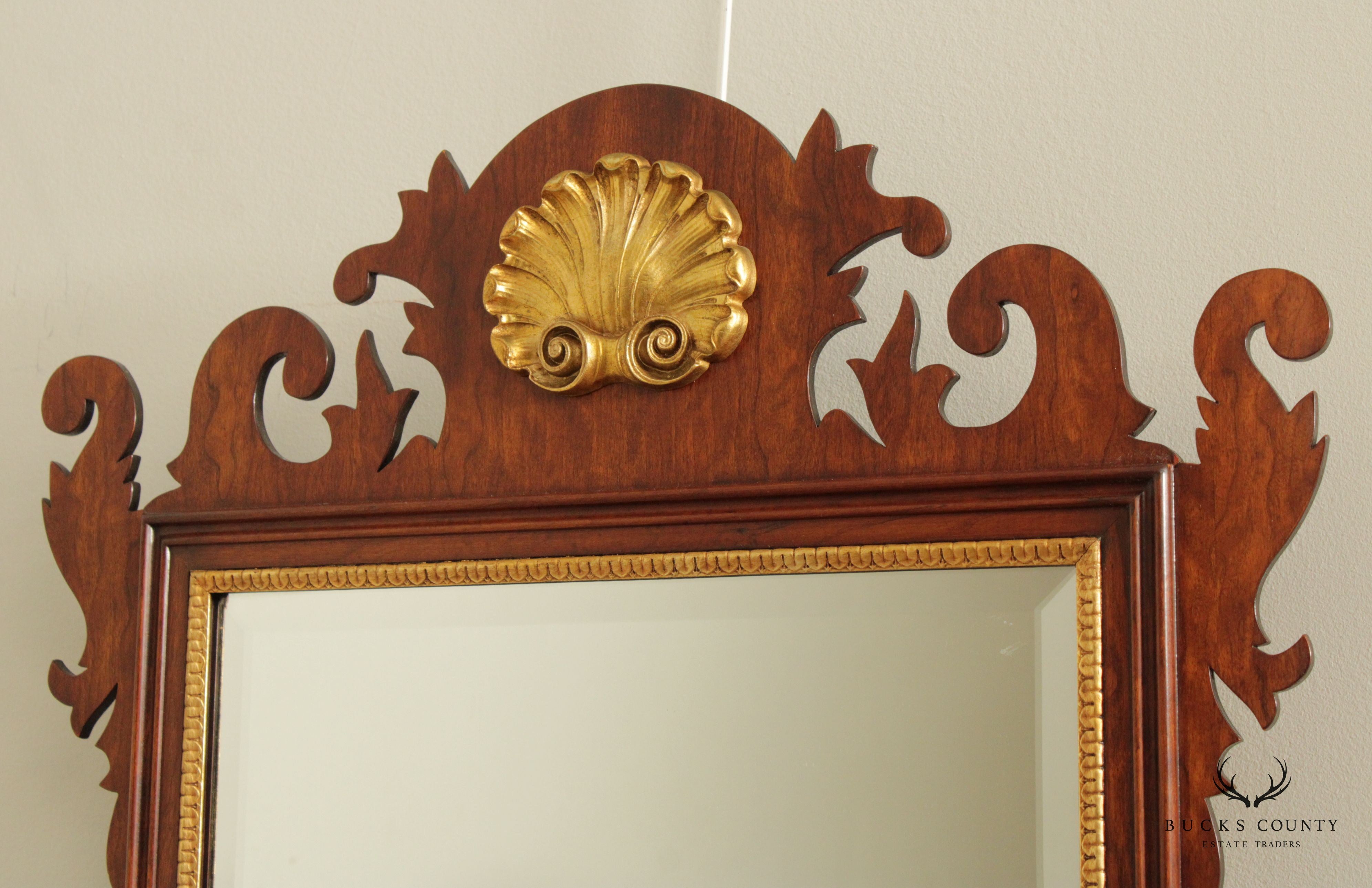 Henkel Harris Chippendale Style Mahogany Partial Gilt Wall Mirror