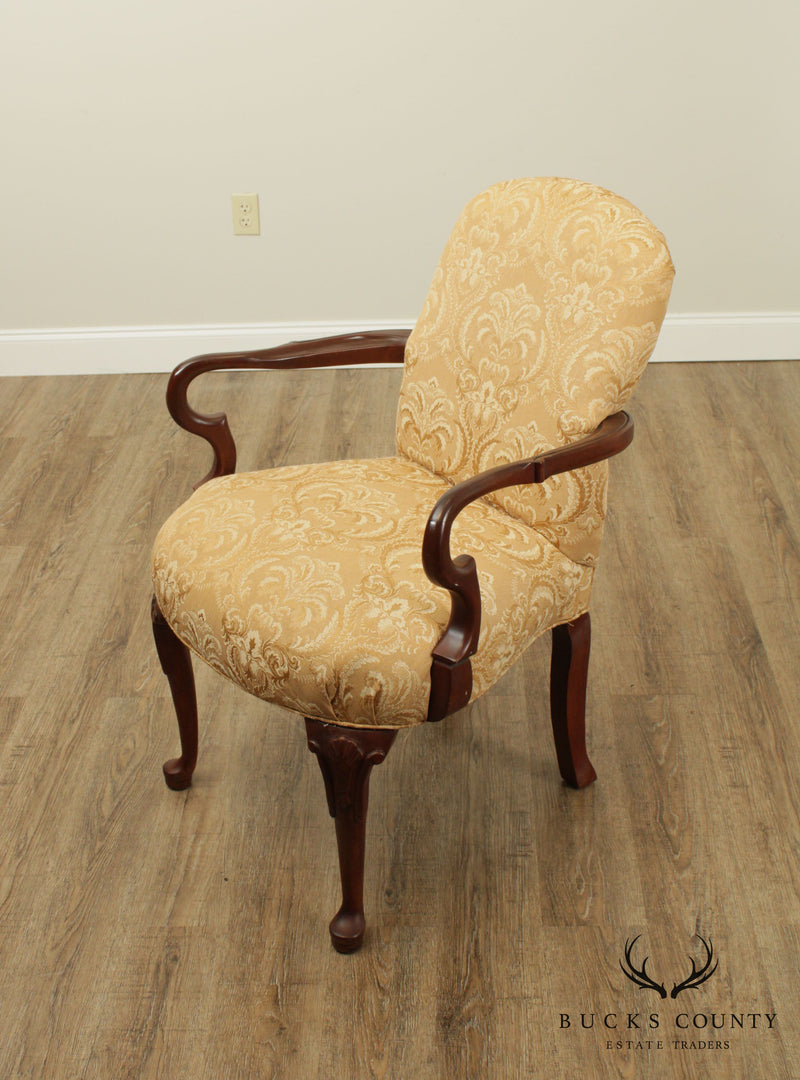Fairfield Custom Upholstered Cherry Queen Anne Armchair