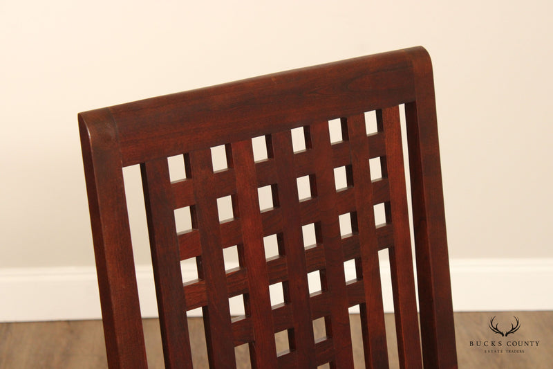 Stickley Metropolitan Collection Pair of Cherry Lattice Side Chairs