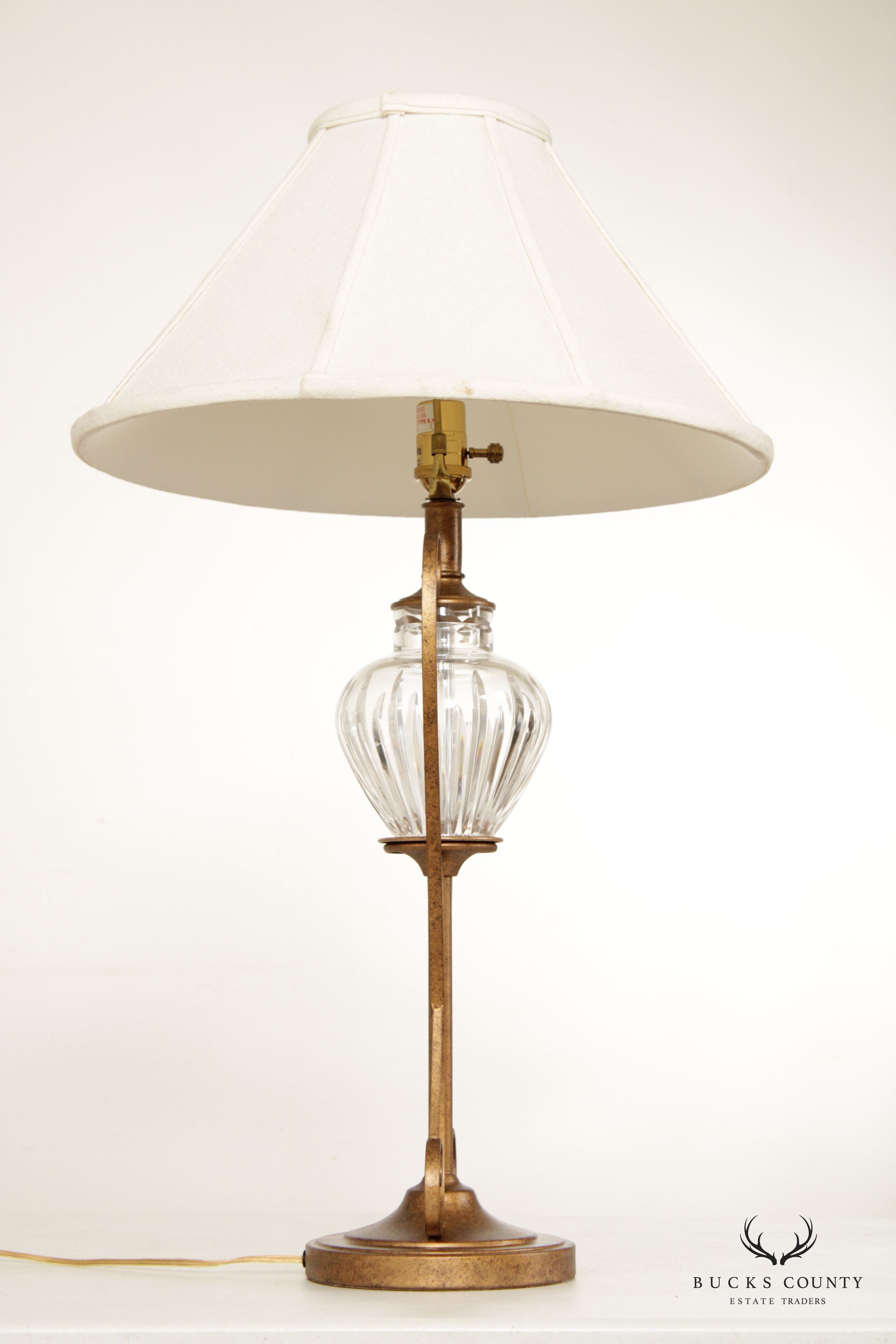 Waterford Cut Crystal Table Lamp with Silk Shade