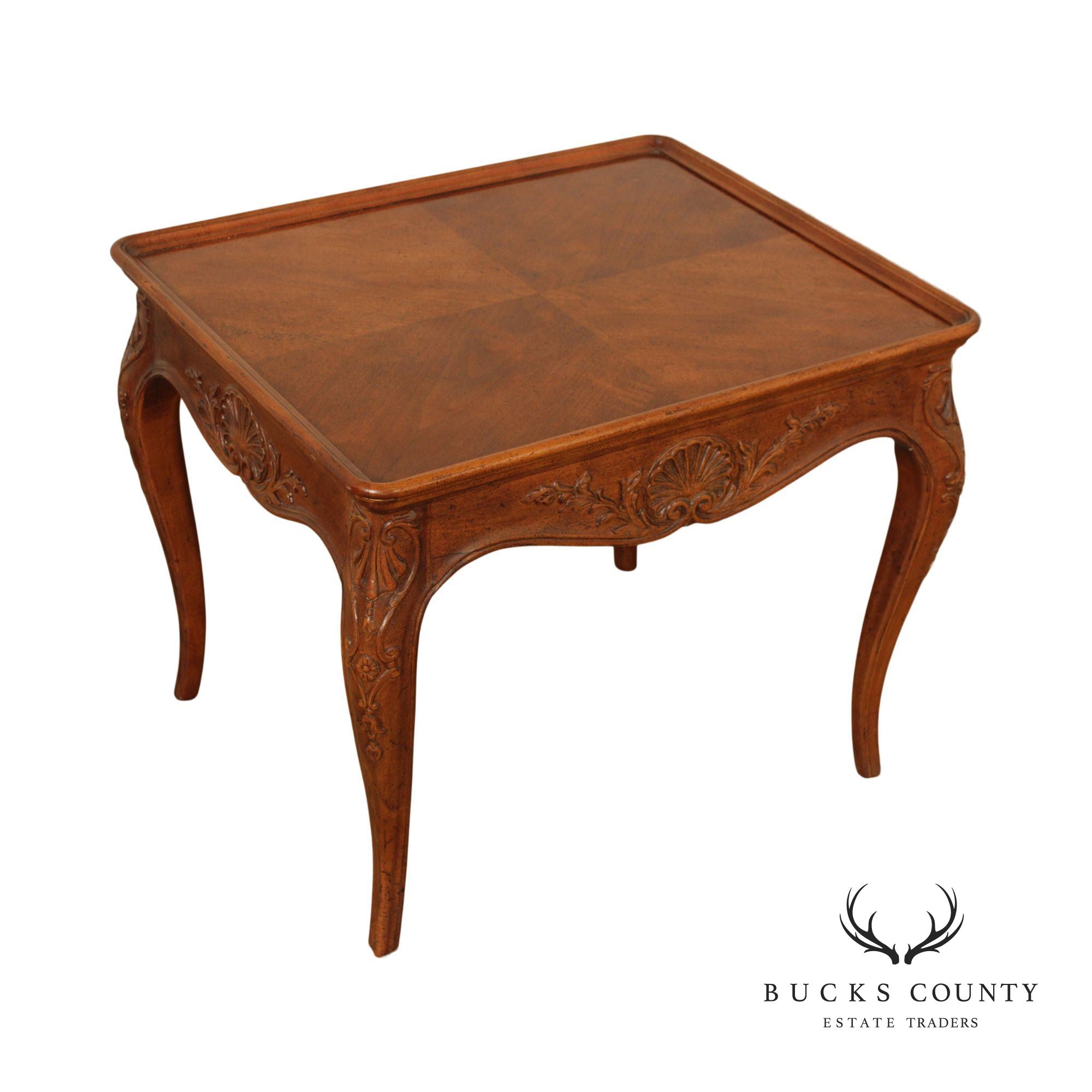 Henredon French Provincial Style Carved Walnut Side Table