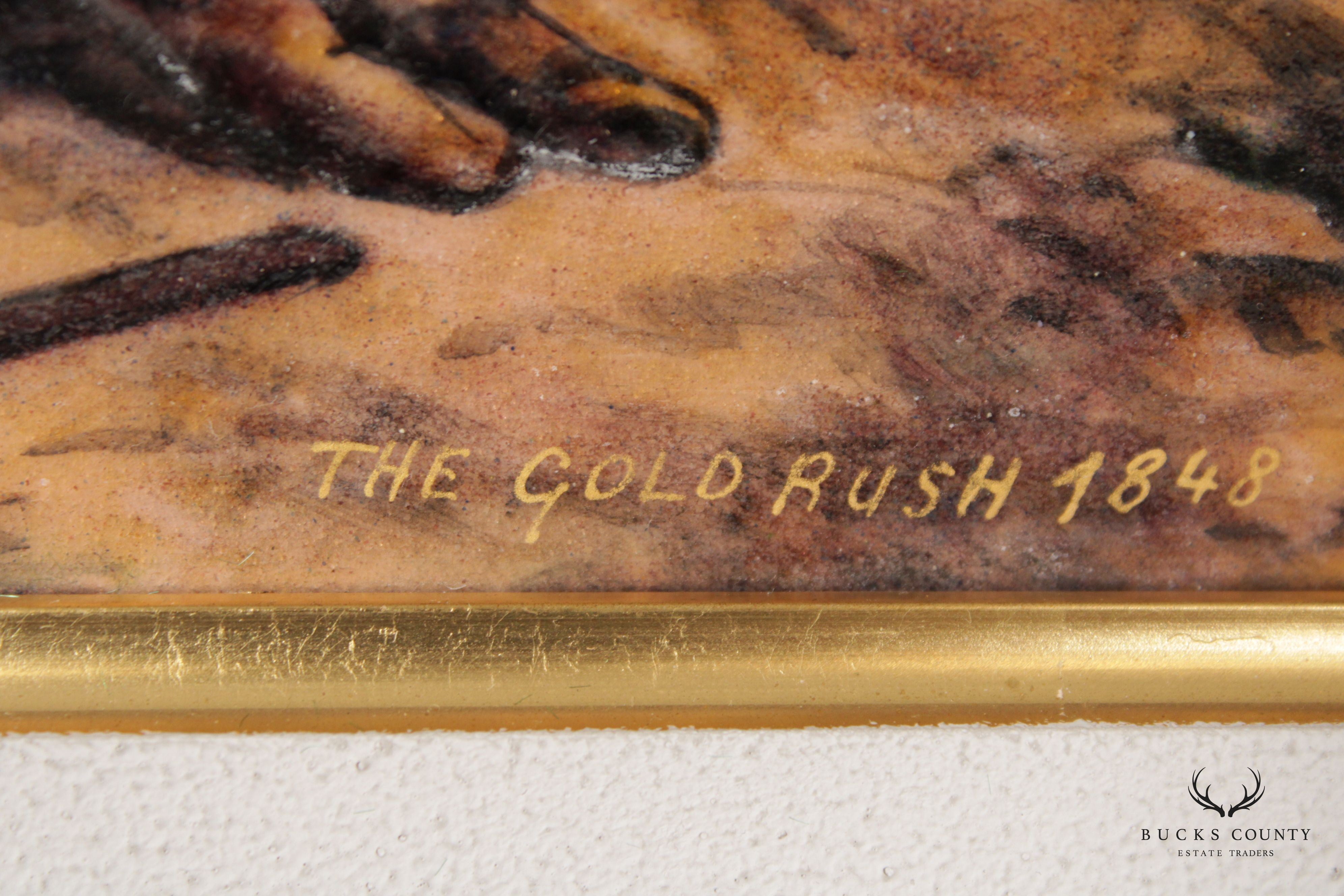 Pierre Bonnet 'The Gold Rush 1848' Limoges France Enamel Wall Plaque